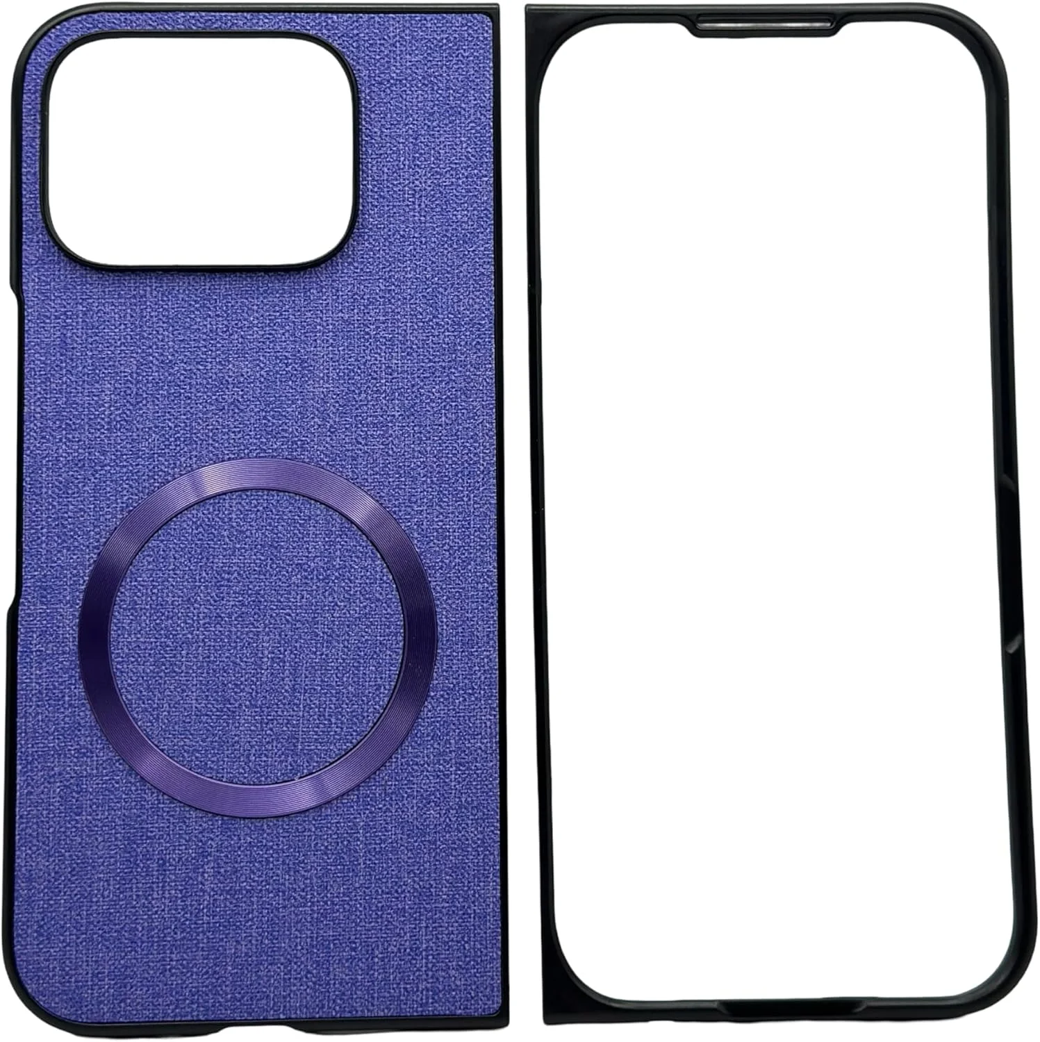 قاب محافظ پارچه ای مغناطیسی گوشی مناسب برای گوگل پیکسل 9 پرو فولد، پوشش محافظ فوق العاده باریک و ضد ضربه سازگار با قاب مگ سیف برای گوگل پیکسل 9 پرو فولد 5G (بنفش)