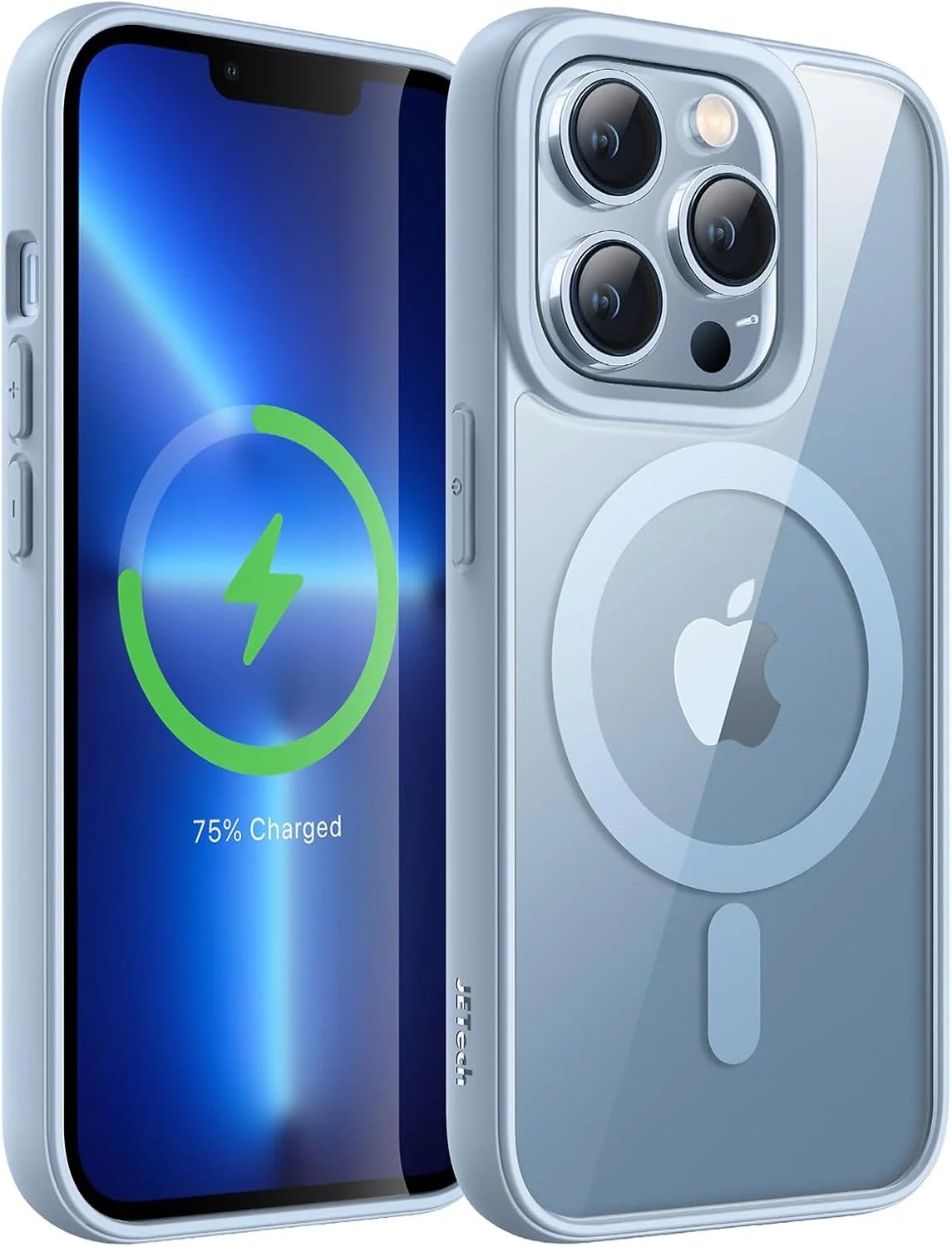 کاور آهنربایی JETech برای آیفون 13 پرو 6.1 اینچی سازگار با MagSafe، کاور ضربه گیر گوشی، فریم TPU مات رنگ ثابت، پشت شفاف ضد خش (آبی سیرا)