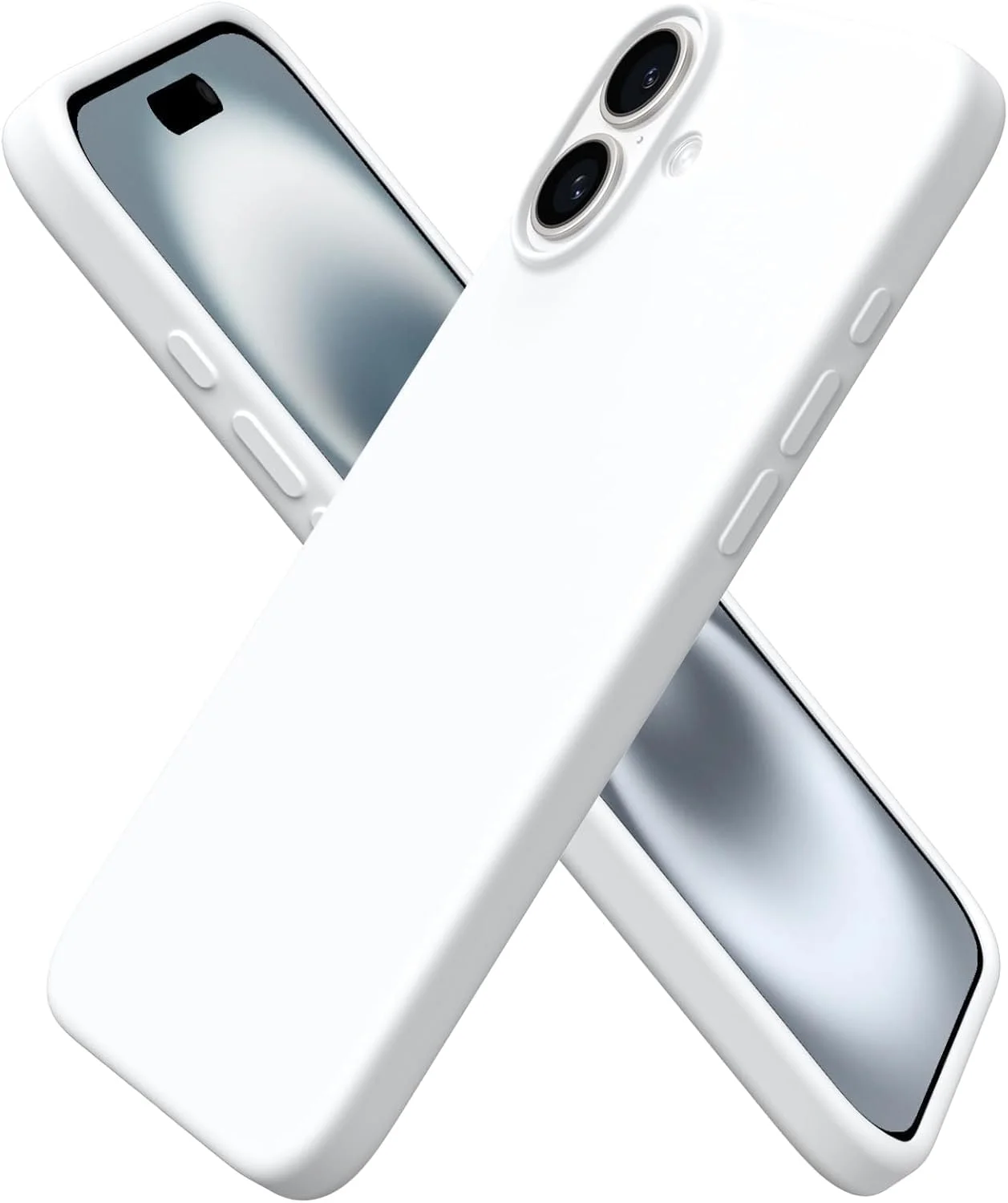 قاب محافظ سازگار با آیفون 16 پلاس، کاور سیلیکونی نرم مایع آیفون 16 پلاس با پوشش داخلی میکروفایبر، قاب گوشی ژله ای ضد ضربه 6.7 اینچی (سفید، آی پی 16 پلاس)