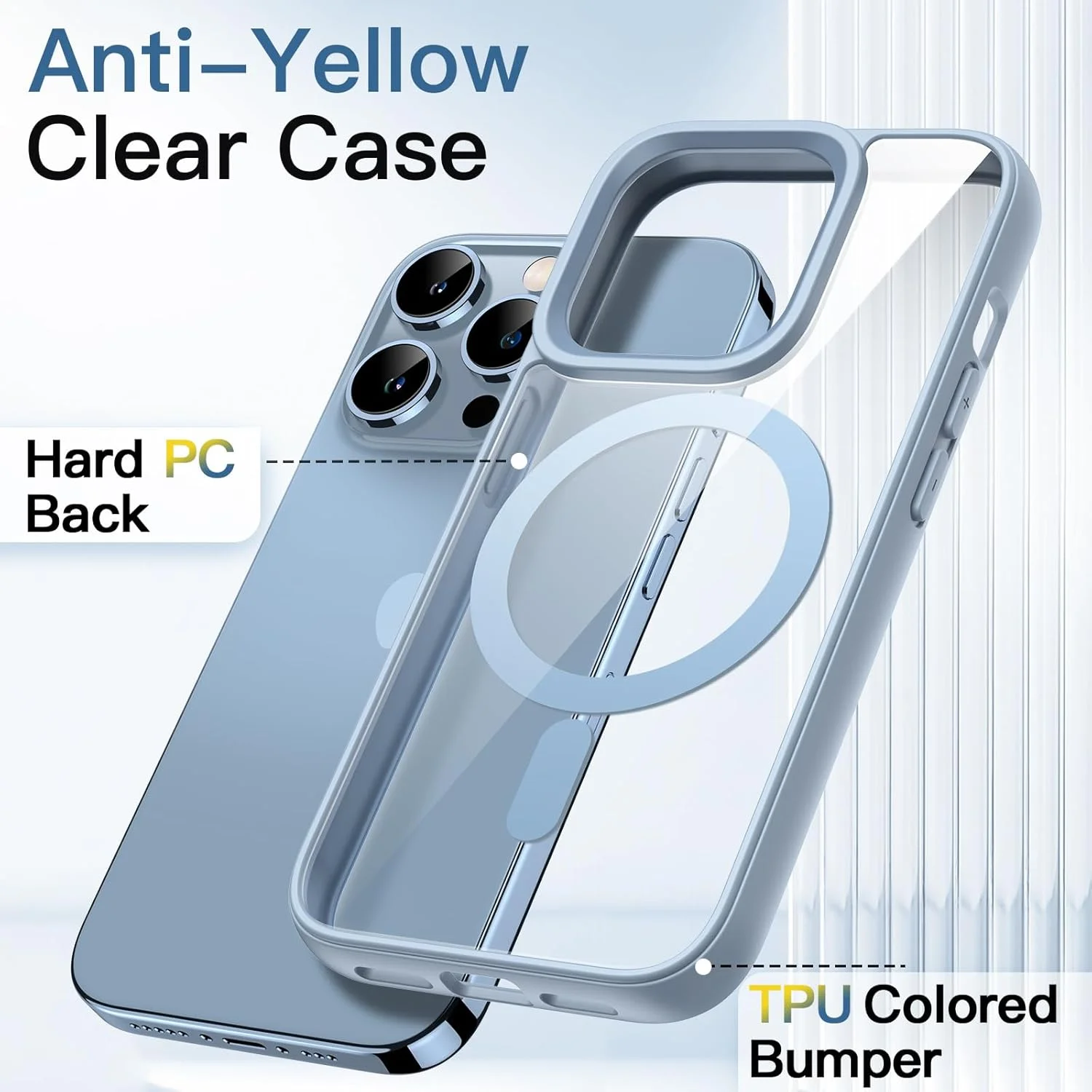 کاور آهنربایی JETech برای آیفون 13 پرو 6.1 اینچی سازگار با MagSafe، کاور ضربه گیر گوشی، فریم TPU مات رنگ ثابت، پشت شفاف ضد خش (آبی سیرا) کاور آهنربایی JETech برای آیفون 13 پرو 6.1 اینچی سازگار با MagSafe، کاور ضربه گیر گوشی، فریم TPU مات رنگ ثابت، پشت شفاف ضد خش (آبی سیرا)