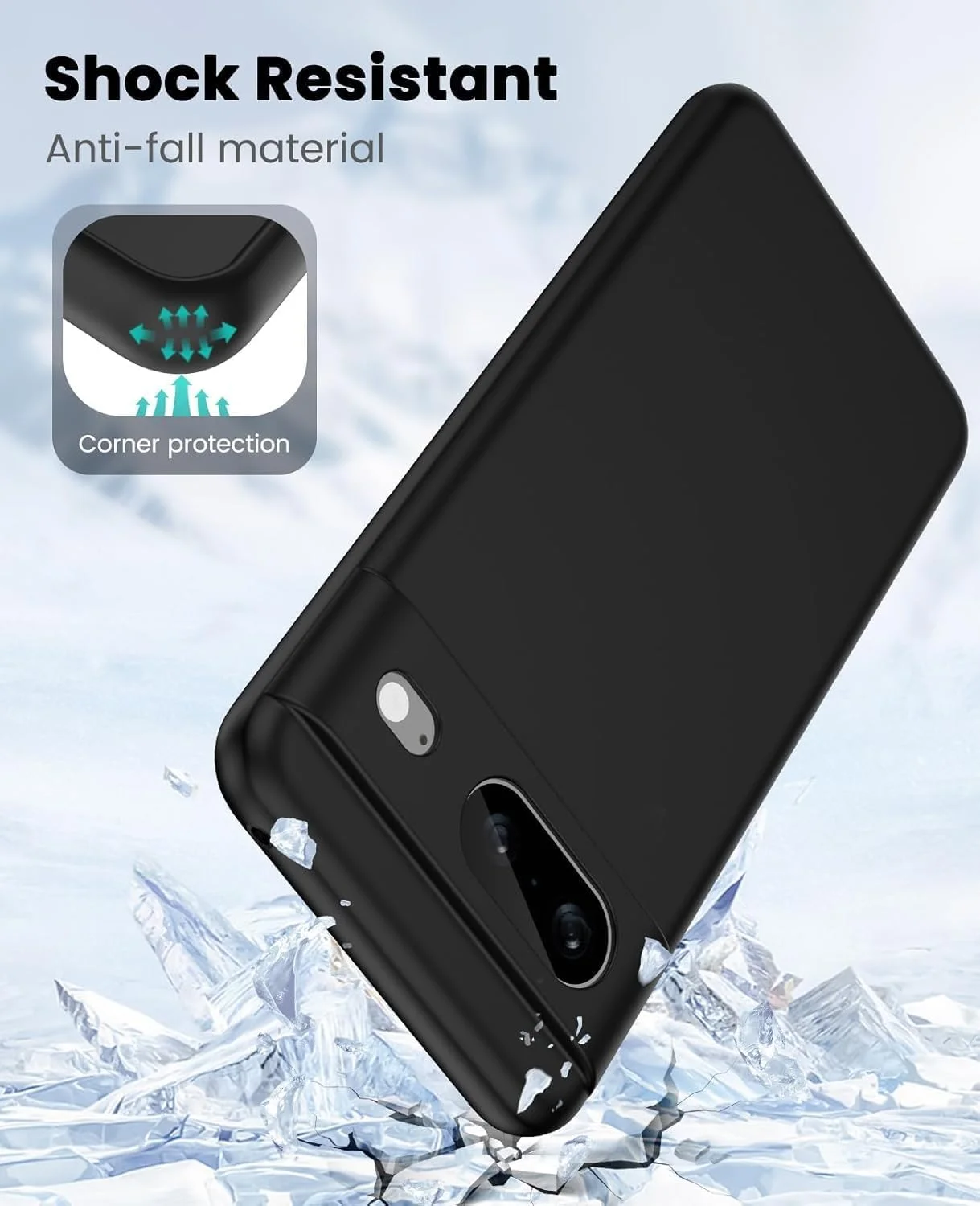 کاور محافظ سیلیکونی TPU نرم و مات ضد ضربه برای گوگل پیکسل 8 5G، فوق العاده باریک، مشکی