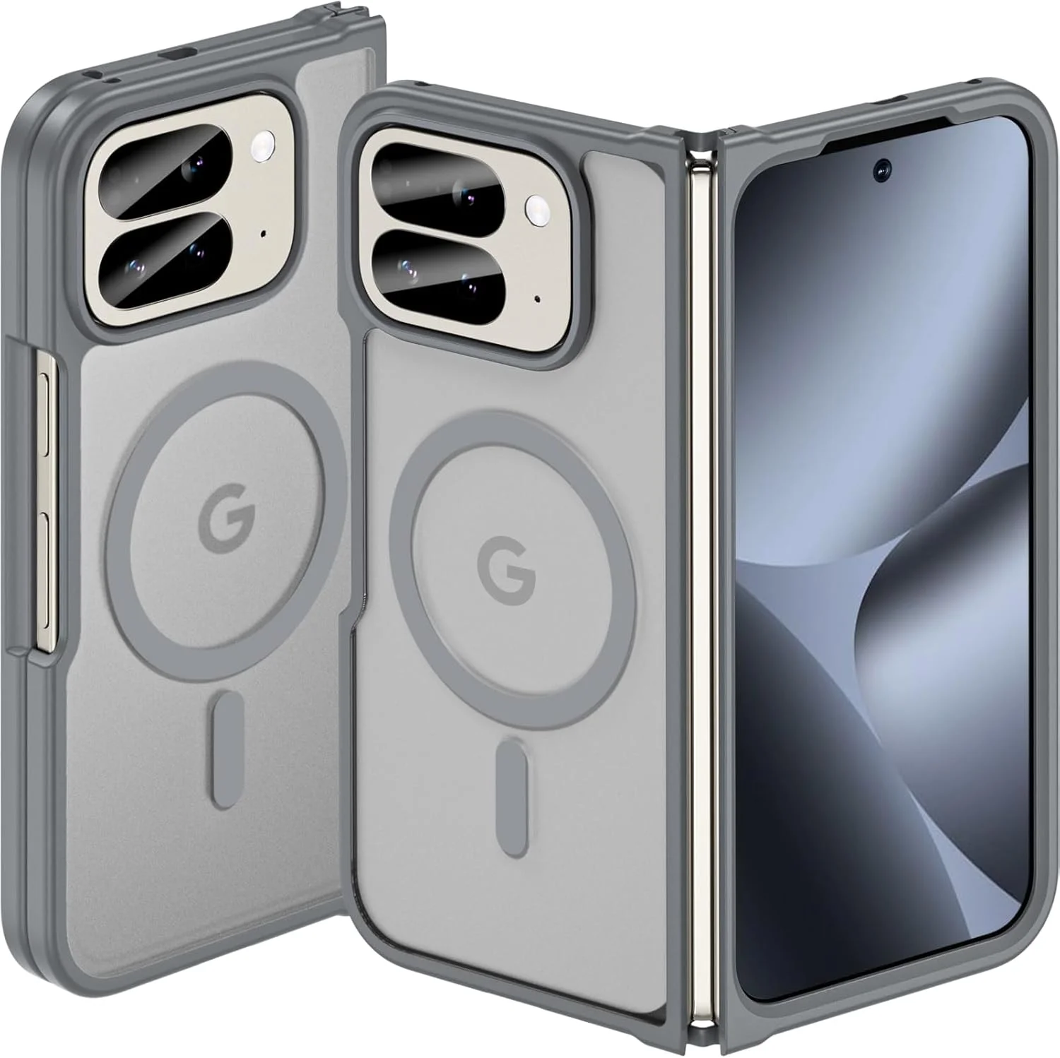 کاور آهنربایی Fin2feel برای گوشی گوگل پیکسل 10 پرو فولد، [سازگار با MagSafe][باریک]، قاب پشتی مات نیمه شفاف ضد ضربه برای گوشی پیکسل 10 پرو فولد، خاکستری