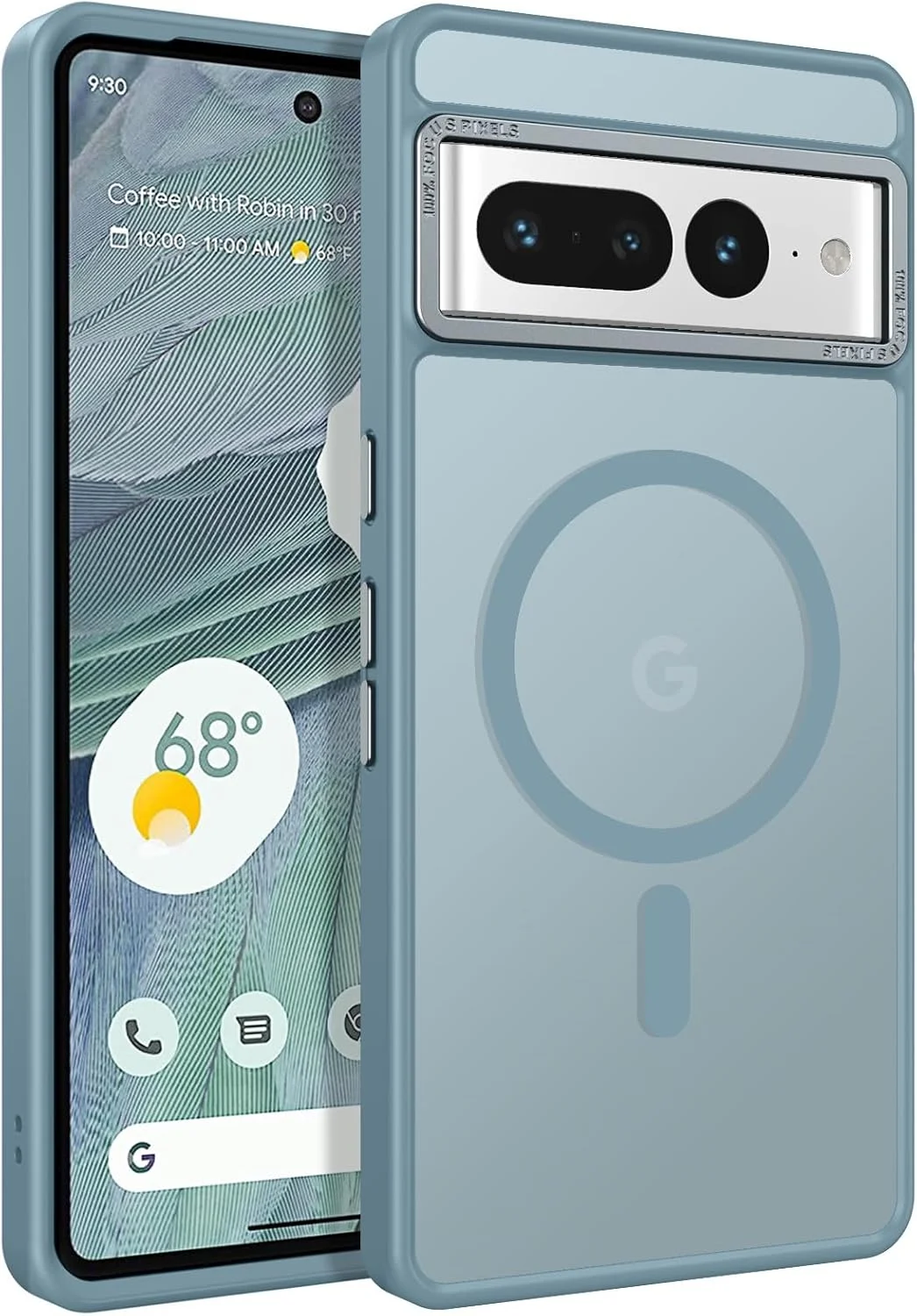 قاب مغناطیسی YINLAI برای گوگل پیکسل 7 پرو [سازگار با Magsafe] پشتیبانی از شارژ بی سیم، قاب باریک و ضد ضربه برای گوگل پیکسل 7 پرو، آبی خاکستری