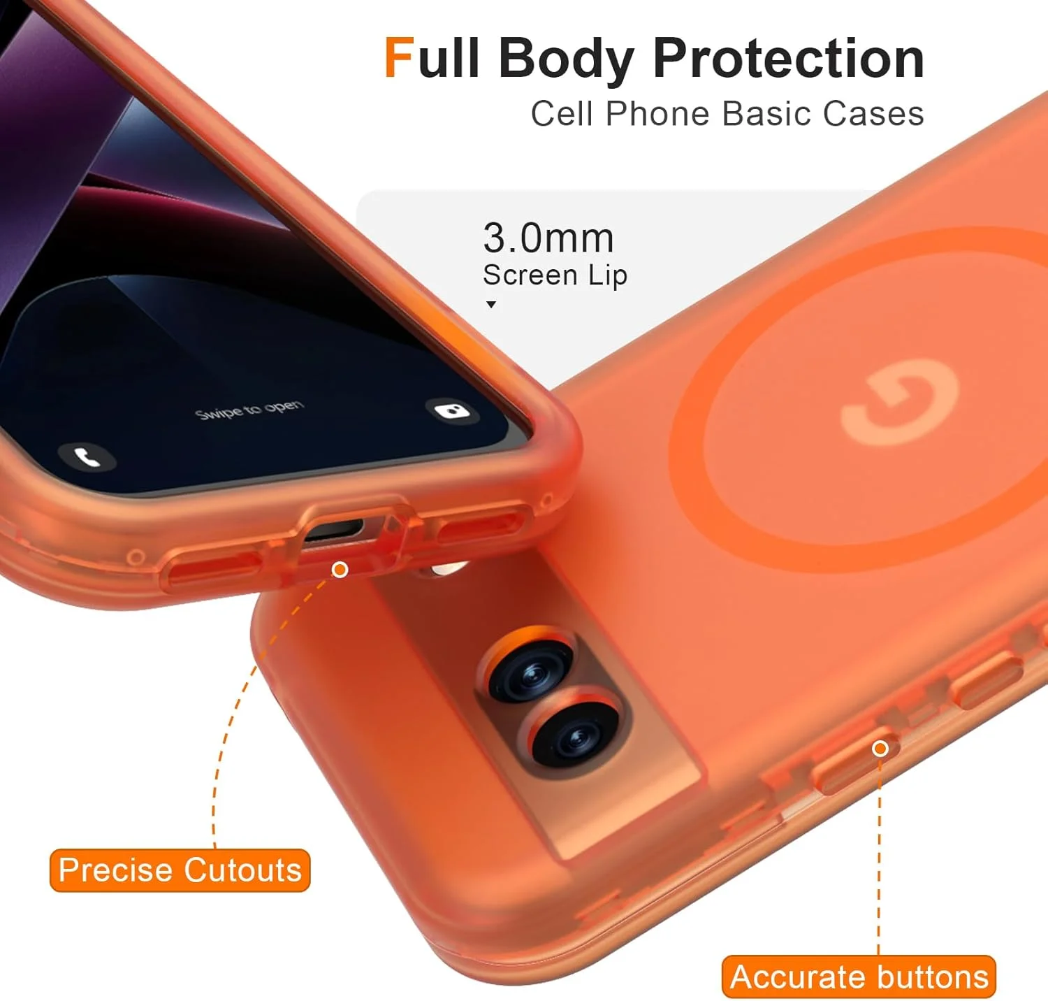 قاب محافظ چند لایه و ضد ضربه ANNSD برای گوگل پیکسل 8a (نارنجی مات)