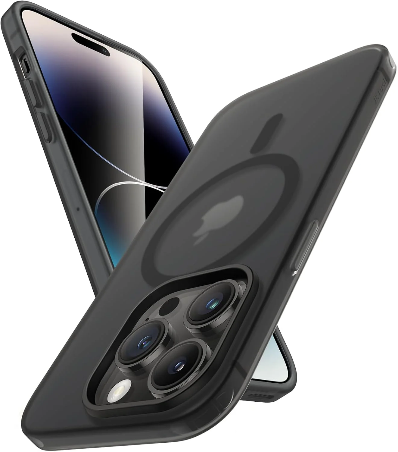 کاور مات JETech سازگار با MagSafe برای آیفون 14 پرو 6.1 اینچی، ضد اثر انگشت، کاور گوشی نرم و نیمه شفاف TPU ضد ضربه (مشکی فضایی)