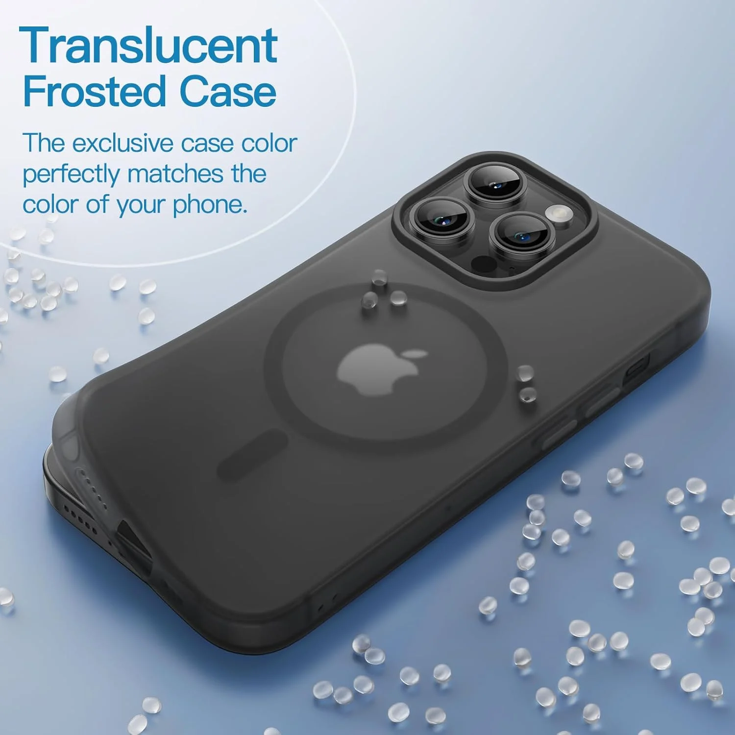 کاور مات JETech سازگار با MagSafe برای آیفون 14 پرو 6.1 اینچی، ضد اثر انگشت، کاور گوشی نرم و نیمه شفاف TPU ضد ضربه (مشکی فضایی)