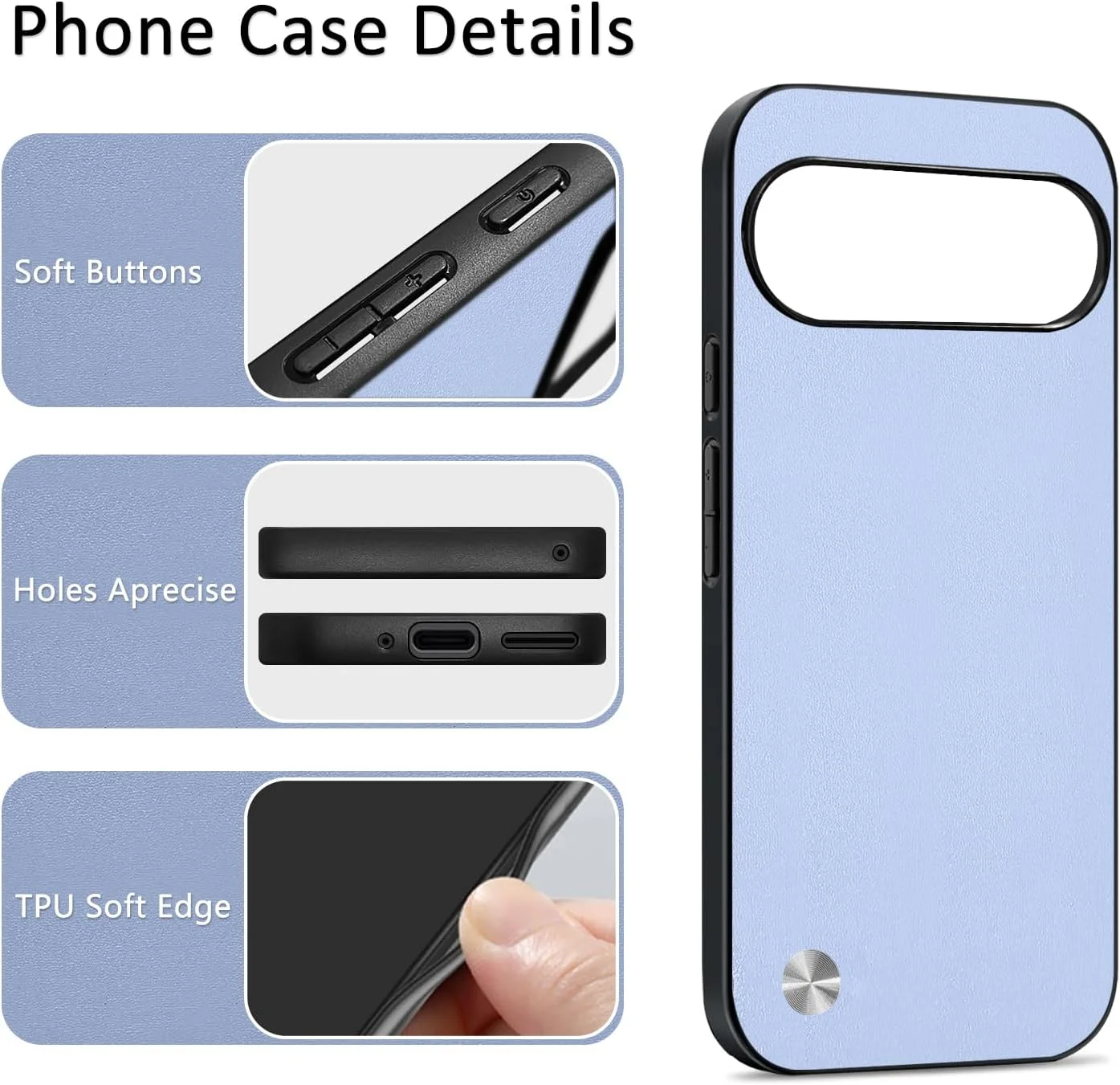 قاب گوشی: مناسب برای گوشی گوگل پیکسل 9 پرو ایکس ال با [پشت چرم مصنوعی ضد خش ممتاز] [لبه های نرم و انعطاف پذیر TPU]، قاب محافظ ضد لغزش، باریک و ضد ضربه برای پیکسل 9 پرو ایکس ال (خاکستری)