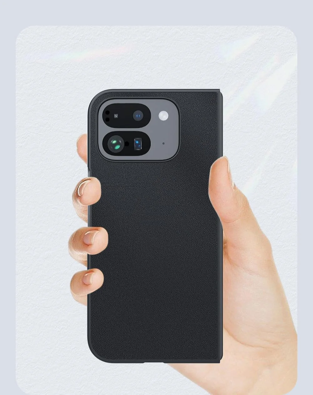 کاور محافظ چرمی با بافت فیبر کربن Gruattreay سازگار با گوشی گوگل پیکسل 9 پرو فولد (نارنجی)، ضد ضربه و بسیار نازک