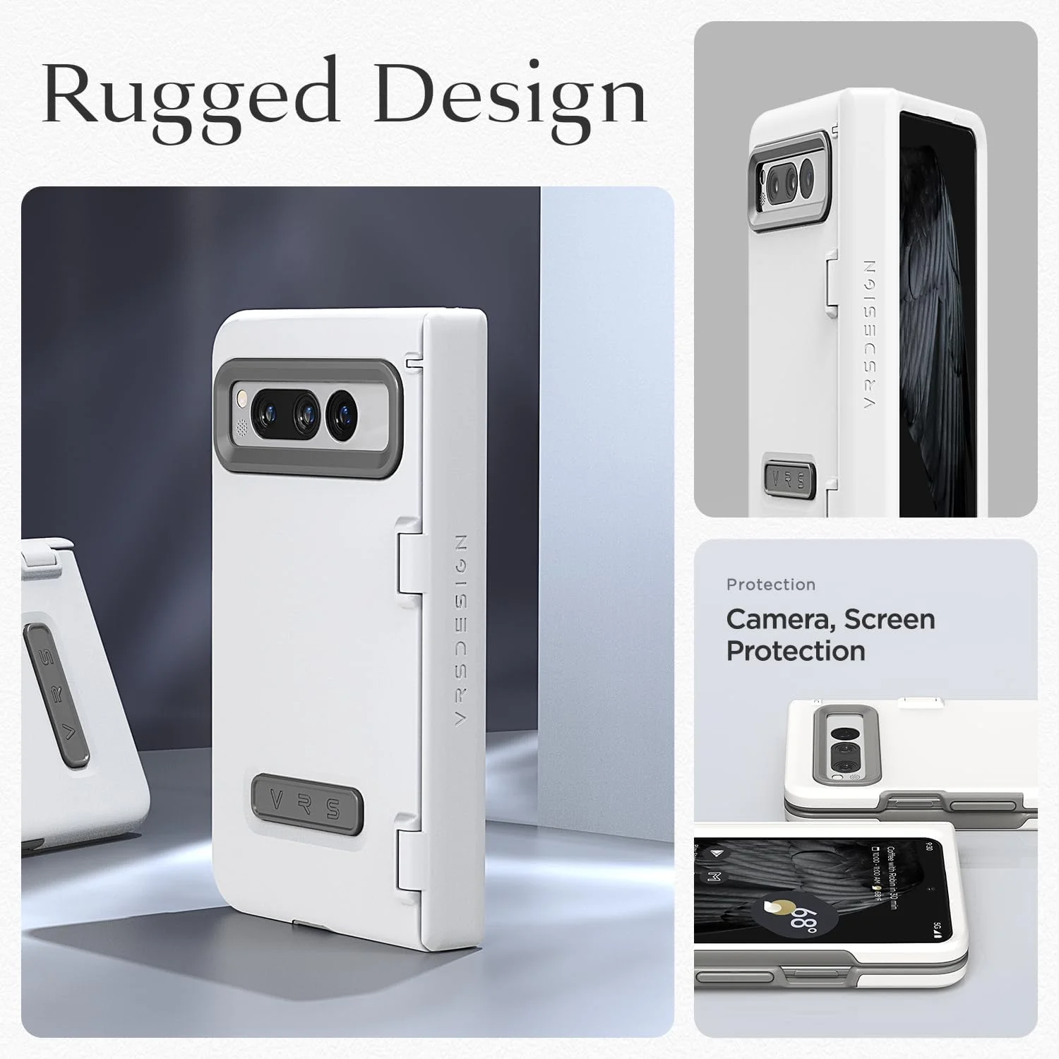 محافظ مدرن Terra Guard VRS Design [محافظت از لولا] طراحی شده برای کاور گوشی Google Pixel Fold (2023) - سفید