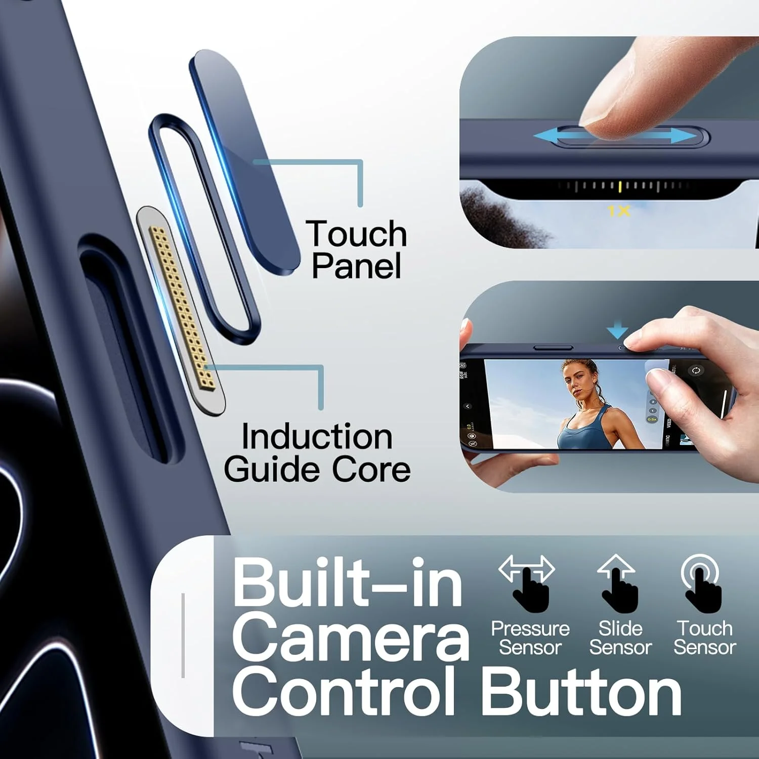 کاور آهنربایی JETech برای آیفون ۱۷ پرو مکس ۶.۹ اینچ سازگار با MagSafe، کاور باریک ضد ضربه با دکمه کنترل دوربین داخلی، پشت مات نیمه شفاف (آبی تیره)