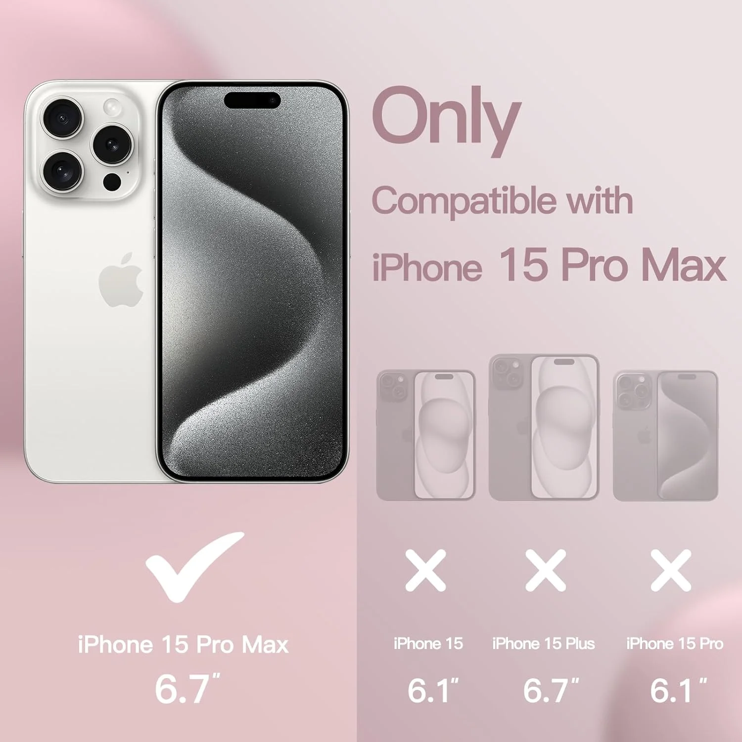 کاور سیلیکونی JETech برای آیفون 15 پرو مکس 6.7 اینچی، کاور محافظ تمام بدنه با بافت نرم و لطیف، ضد ضربه (صورتی روشن)