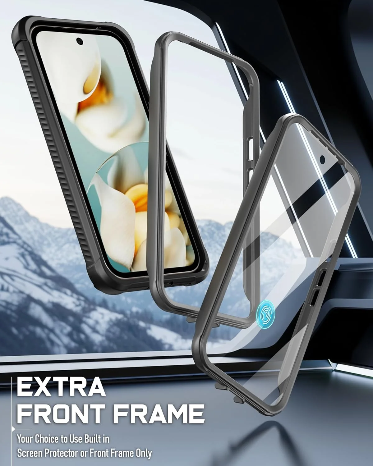 قاب محافظ کامل بدنه POETIC Guardian MagPro برای گوگل پیکسل 9A 5G، [سازگار با MagSafe] [کارکرد با شناسه اثر انگشت]، [2 فریم جلویی] همراه با محافظ صفحه نمایش داخلی، مشکی/شفاف