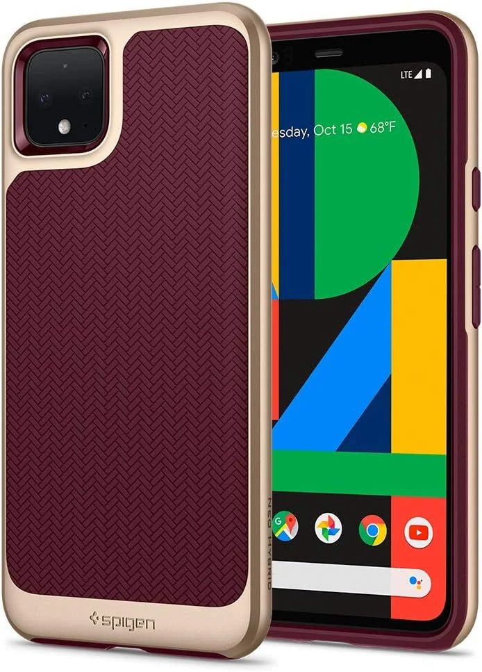 کاور محافظ گوشی Spigen Neo Hybrid مناسب برای Google Pixel 4 XL - رنگ بورگاندی با فریم طلایی