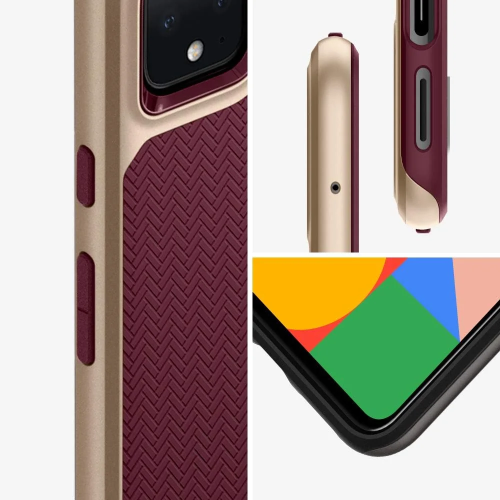 کاور محافظ گوشی Spigen Neo Hybrid مناسب برای Google Pixel 4 XL - رنگ بورگاندی با فریم طلایی