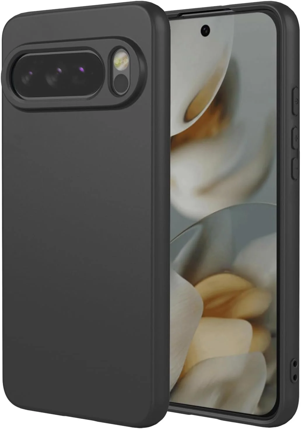 کاور سیلیکونی مشکی رنگ ساده و نرم برای پشت گوشی گوگل پیکسل 10 پرو ایکس ال، بامپر TPU مایع، ضد ضربه، بسیار نازک و مات، مناسب بانوان