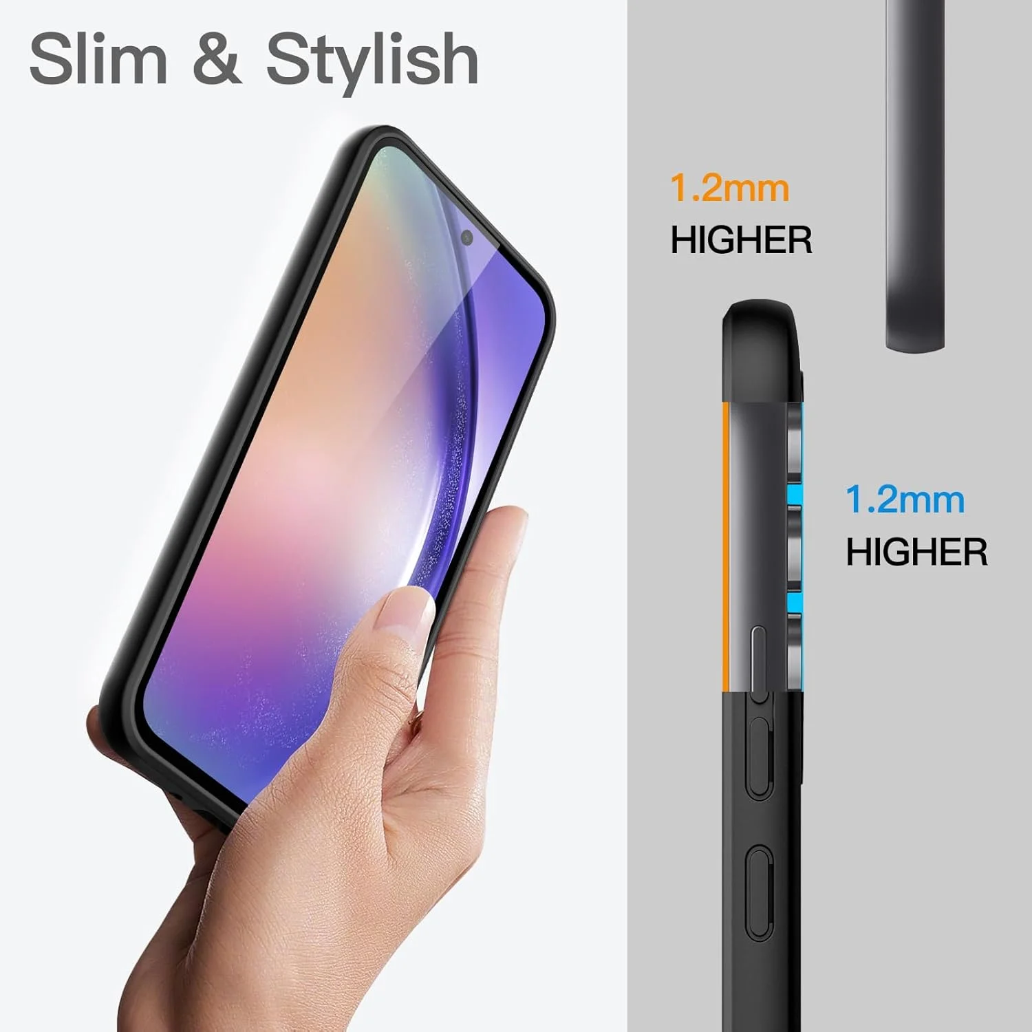 کاور محافظ باریک JETech مناسب برای گوشی سامسونگ گلکسی A54 5G سایز 6.4 اینچ، کاور محافظ نازک TPU با پوشش مات، ضد ضربه (مشکی)