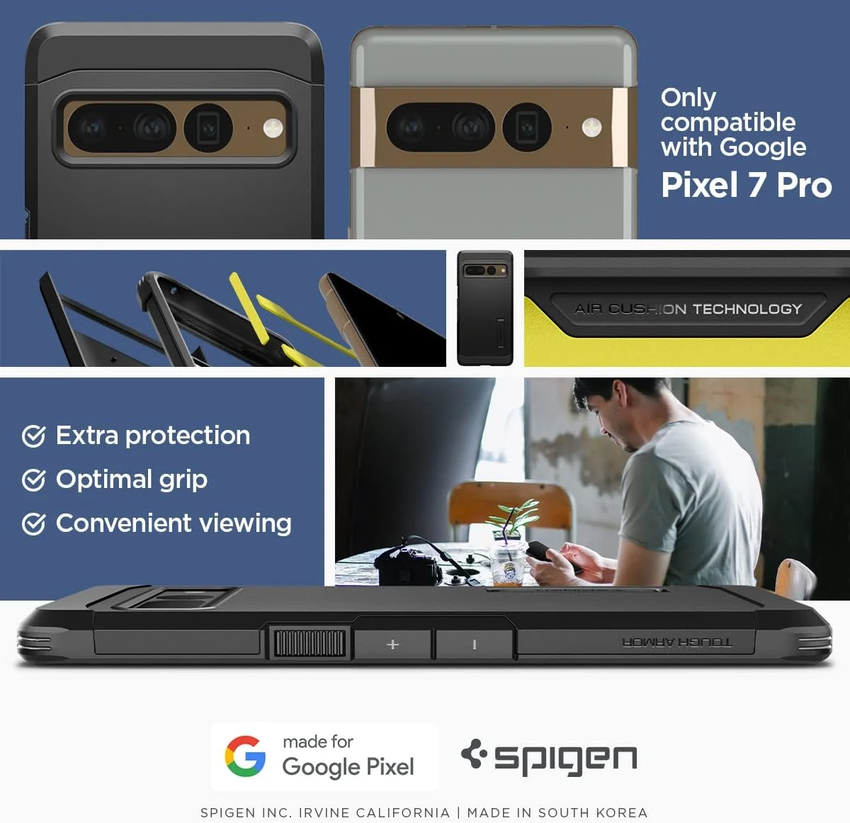 کاور محافظ ضد ضربه Spigen Tough Armor مناسب برای گوشی Google Pixel 7 PRO - مشکی
