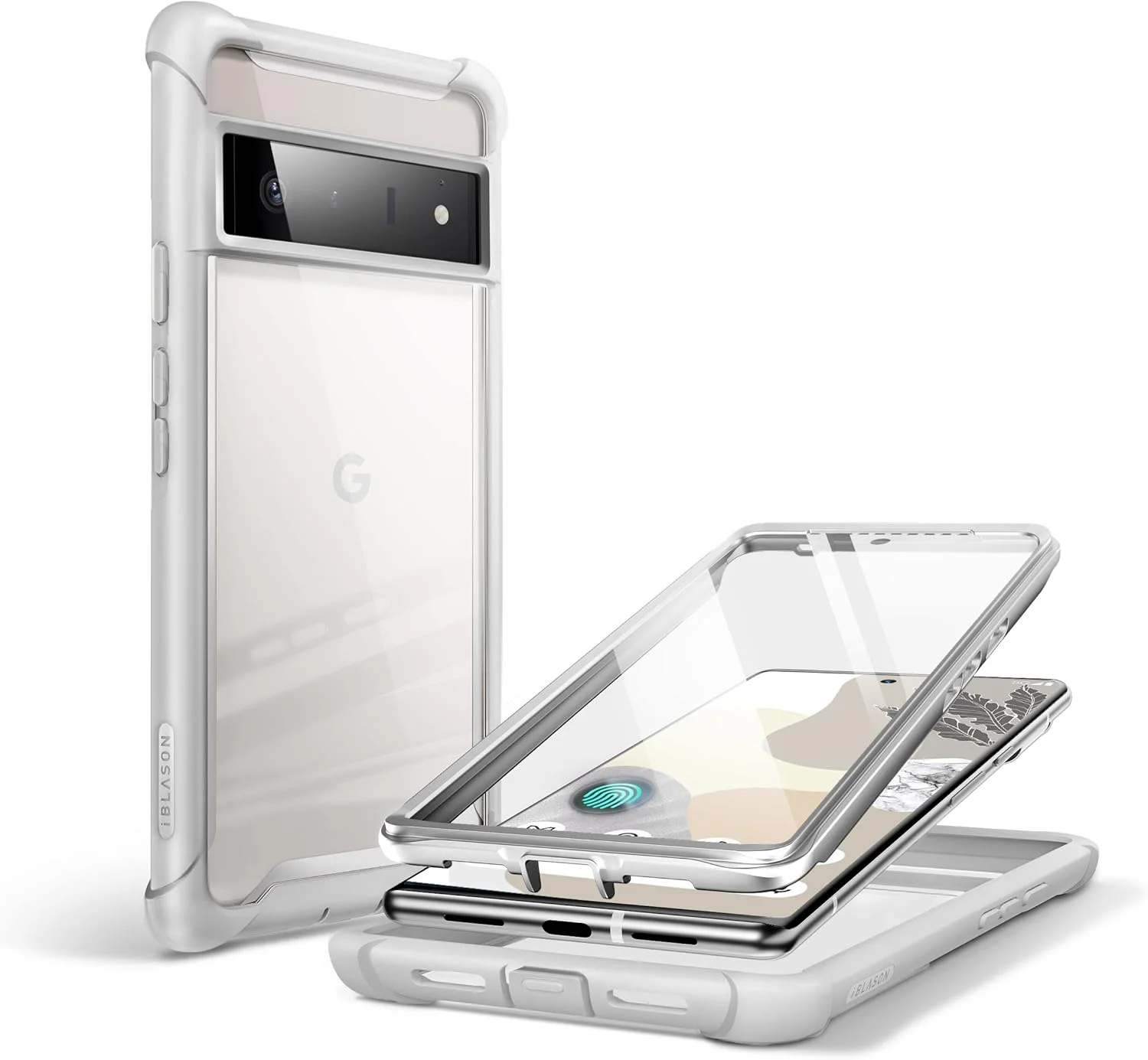 کاور محافظ سری Ares از جنس پلی یورتان ترموپلاستیک i-Blason، طراحی شده برای گوشی گوگل پیکسل 6 پرو (2021)، کاور دولایه مقاوم با سپر شفاف و محافظ صفحه نمایش داخلی، خاکستری