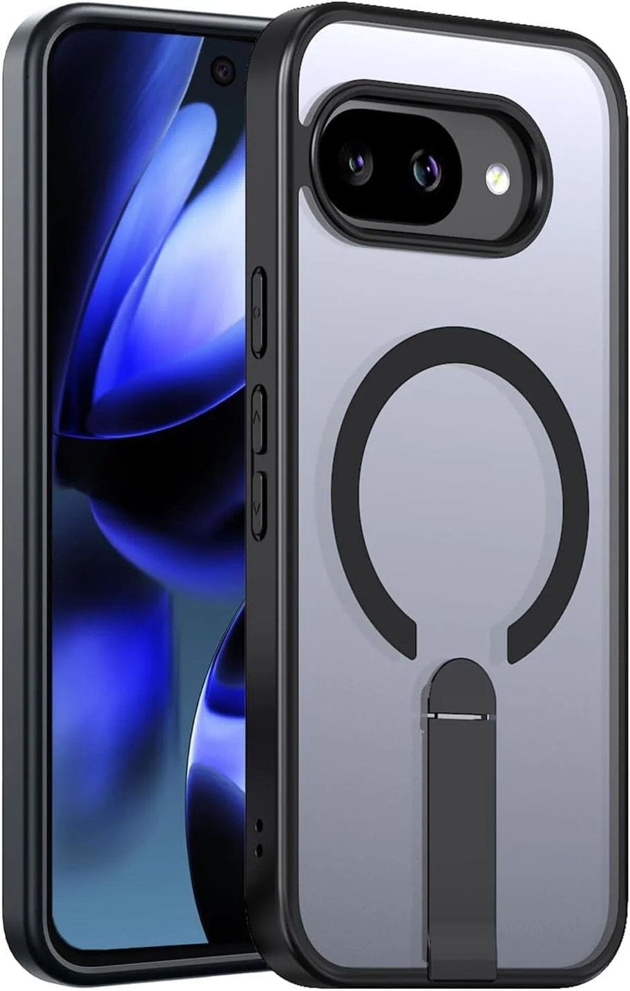 قاب گوشی مغناطیسی با پایه نامرئی برای گوگل پیکسل 10 پرو - سازگار با Mag-Safe، محافظت در برابر سقوط درجه نظامی، باریک، نیمه شفاف و ضد ضربه (مشکی)