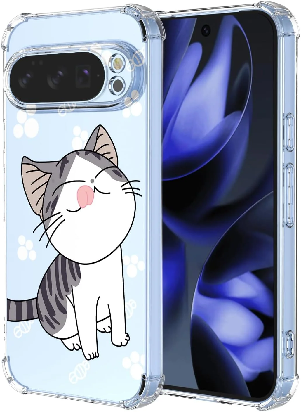 قاب گوشی XINYEXIN برای گوگل پیکسل 10 پرو XL، طرح گربه کارتونی زیبا، قاب طرح دار، محافظ شفاف ضد ضربه، بامپر TPU فوق العاده نازک - گربه