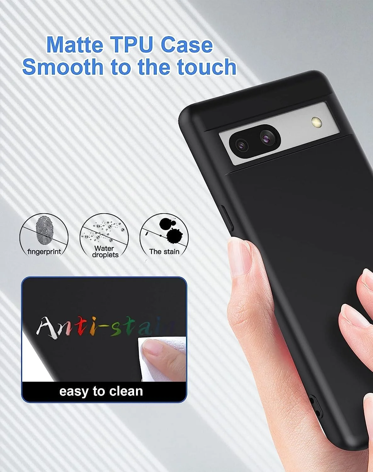 قاب محافظ ژله ای مشکی مات نرم و منعطف TPU برای گوگل پیکسل 7a قاب محافظ ژله ای مشکی مات نرم و منعطف TPU برای گوگل پیکسل 7a