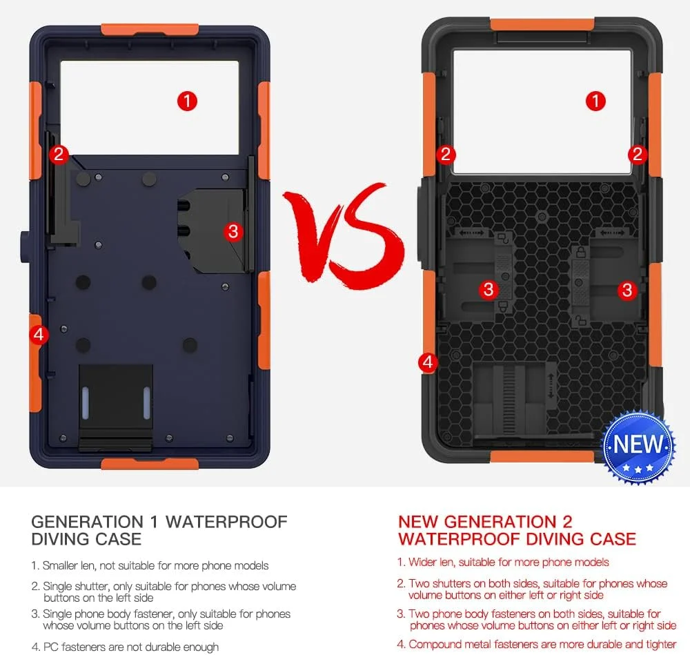 Underwater Phone Case for Snorkeling, Diving Phone Case for iPhone 16/15/14/13/12/11 Pro Max/XR/XS/X Samsung Galaxy S24/S23/S22/S21, Professional 50ft Underwater Photo Video Cover, Black+Orange Underwater Phone Case for Snorkeling, Diving Phone Case for iPhone 16/15/14/13/12/11 Pro Max/XR/XS/X Samsung Galaxy S24/S23/S22/S21, Professional 50ft Underwater Photo Video Cover, Black+Orange