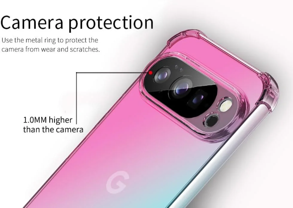 کاور گوشی گوگل پیکسل 10 پرو ایکس ال اوسوفتر: کاور انعطاف پذیر TPU با گوشه های تقویت شده و گرادیان دو رنگ برای جذب شوک - مناسب برای پیکسل 10 پرو ایکس ال (صورتی فیروزه ای)