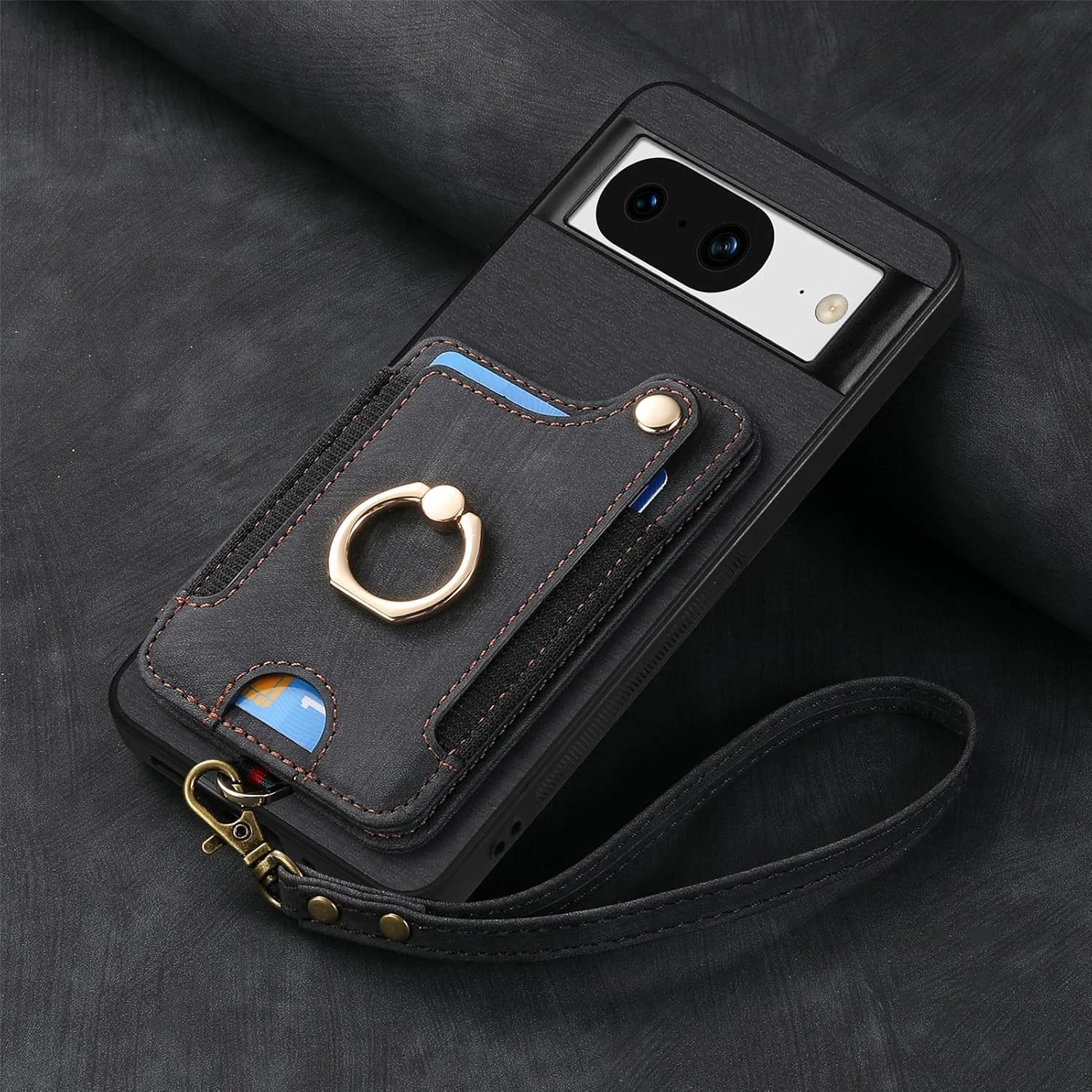 کیف پول و کاور کارت هولدر گوشی گوگل پیکسل 8 مدل TADALU، به همراه استند انگشتی، محافظ دوربین، بند مغناطیسی چرمی محافظ و کاورهای تاشو برای گوگل 8 (مشکی)