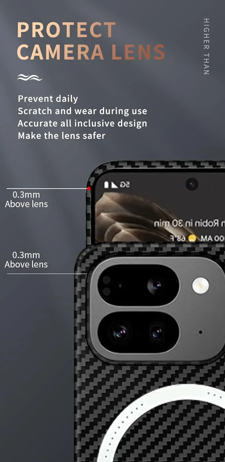 کاور مغناطیسی فلوریکا سازگار با شارژرهای مگ‌سیف، فیبر کربن، فوق‌العاده نازک، مقاوم در برابر خش، استاندارد نظامی ایالات متحده، ضد اثر انگشت، ضد ضربه، کامل برای گوگل پیکسل 9 پرو فولد