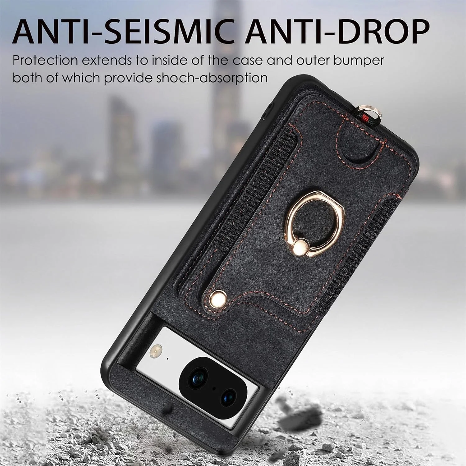 کیف پول و کاور کارت هولدر گوشی گوگل پیکسل 8 مدل TADALU، به همراه استند انگشتی، محافظ دوربین، بند مغناطیسی چرمی محافظ و کاورهای تاشو برای گوگل 8 (مشکی)