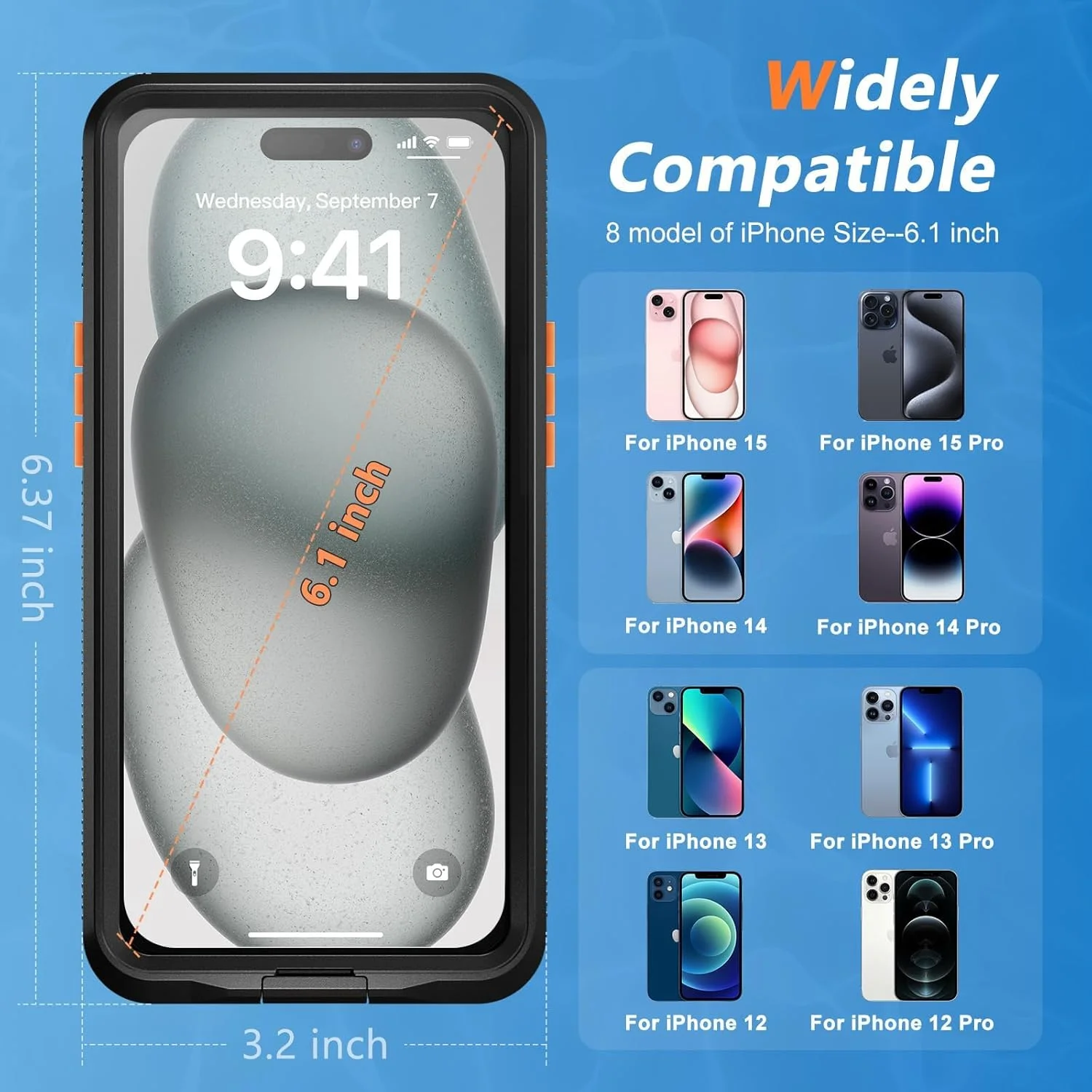 محفظه ضد آب برای آیفون، محفظه تلفن برای غواصی و اسنورکلینگ در زیر آب مناسب برای آیفون 15 14 13 12 / 15Pro 14Pro 13Pro 12Pro، لوازم ضروری سفر با محفظه اسنورکلینگ و عکاسی HD در زیر آب، کیف خشک آیفون، مشکی