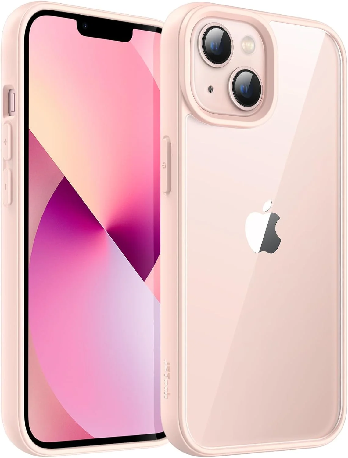 کاور محافظ گوشی JETech مناسب برای آیفون 13 6.1 اینچی، کاور ضربه گیر گوشی، فریم TPU مات رنگ ثابت، پشت شفاف ضد خش (صورتی)