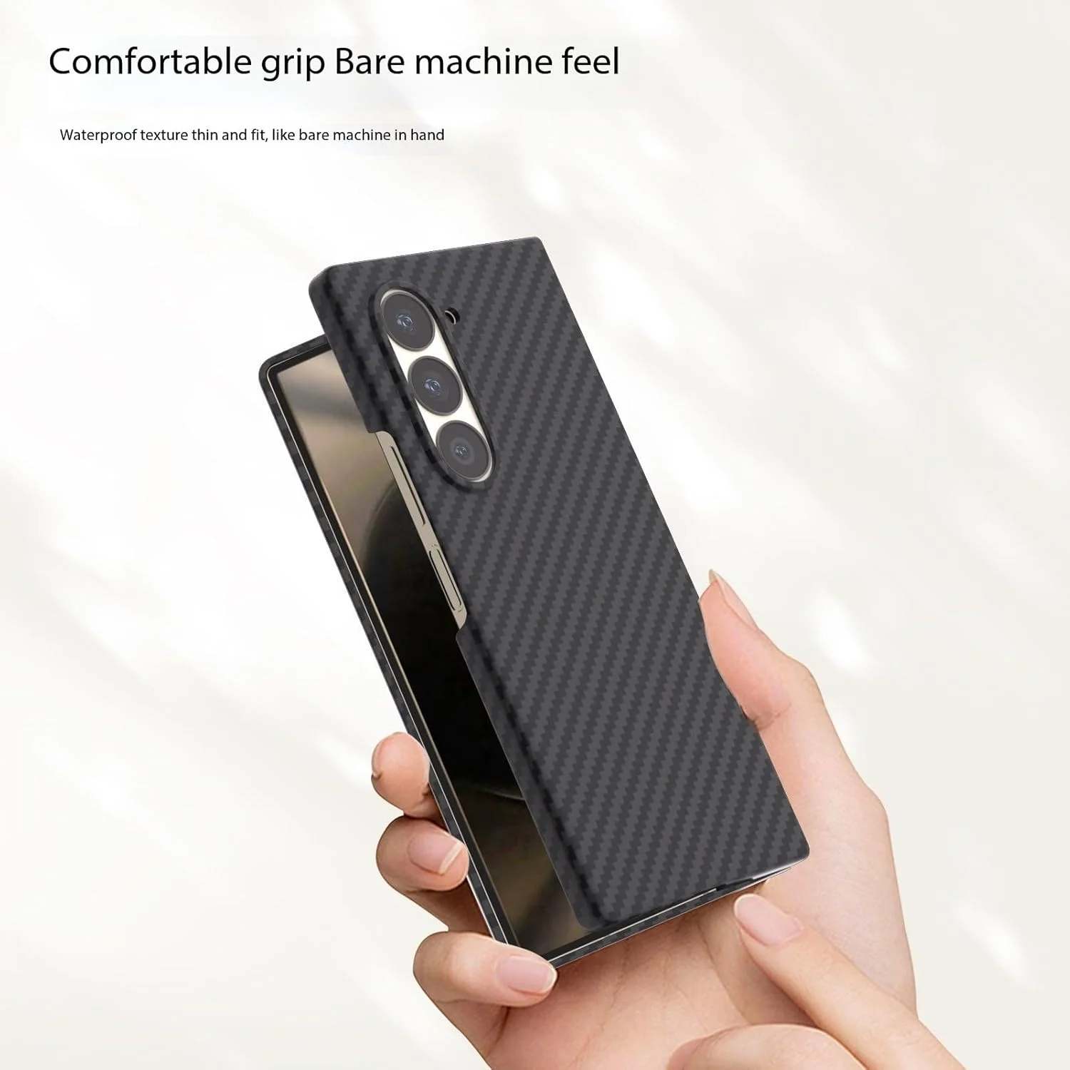 قاب محافظ باریک و سبک با بافت فیبر کربنی برای گوشی سامسونگ گلکسی زد فولد 7، محافظت نظامی در برابر ضربه برای سامسونگ فولد 7 5G