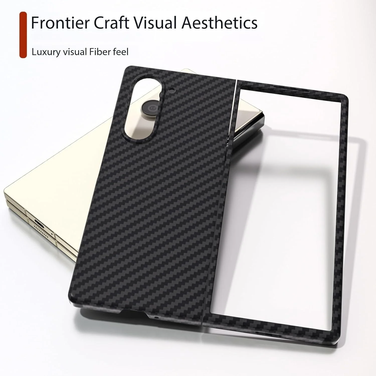 قاب محافظ باریک و سبک با بافت فیبر کربنی برای گوشی سامسونگ گلکسی زد فولد 7، محافظت نظامی در برابر ضربه برای سامسونگ فولد 7 5G