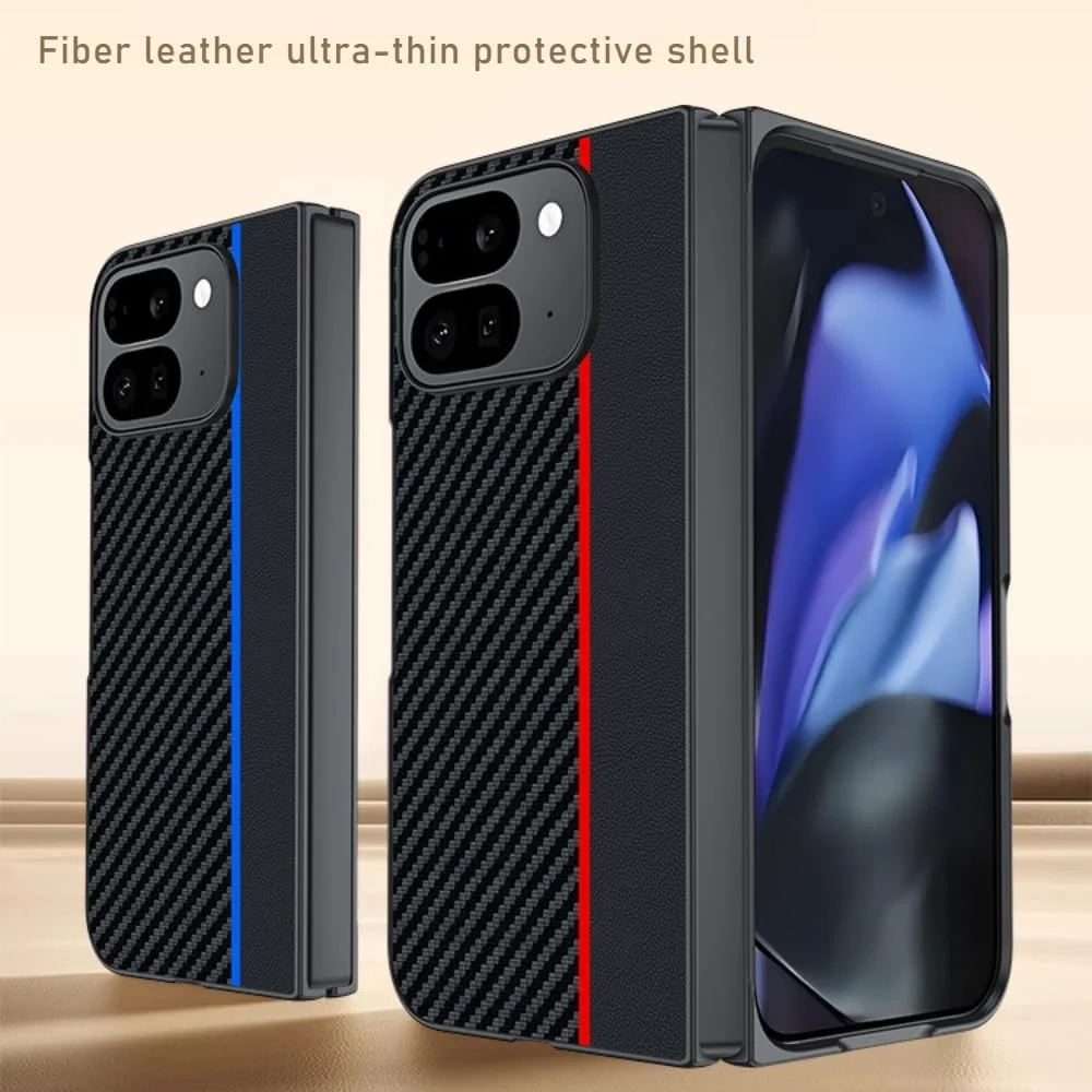 قاب فیبر کربنی Gruattreay سازگار با Google Pixel 10 Pro Fold، قاب محافظ فوق العاده نازک با طرح کولار و ضد ضربه و ضد افتادن برای Google Pixel 10 Pro Fold (مشکی قرمز)