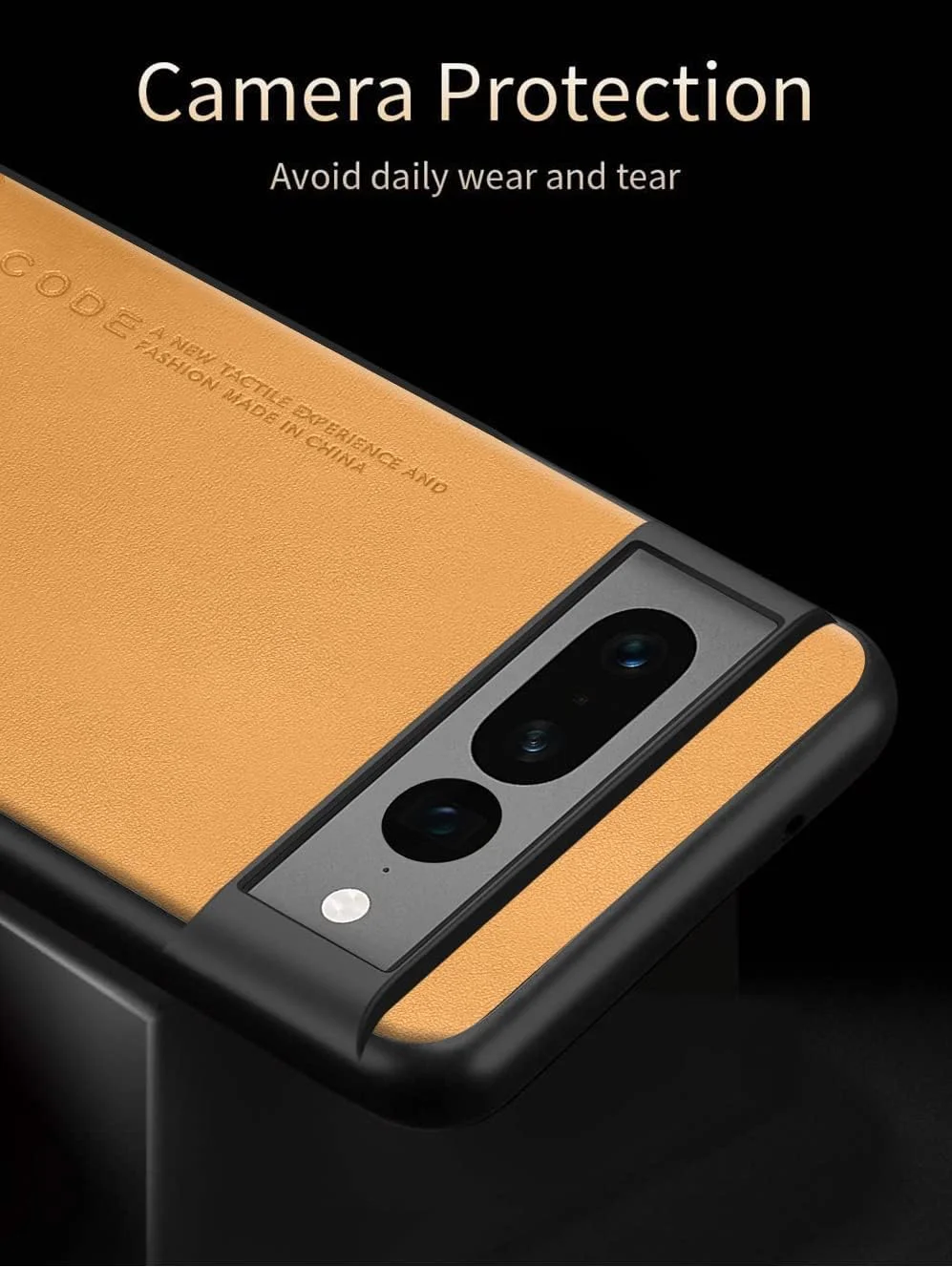 قاب محافظ گوشی گوگل پیکسل 7 پرو، ضد اثر انگشت، پشت چرم مصنوعی + لبه های بادوام TPU نرم و ضد ضربه، ضد خش، باریک، پوشش محافظ دوربین گوشی برای گوگل پیکسل 7 پرو 5G (زرد)