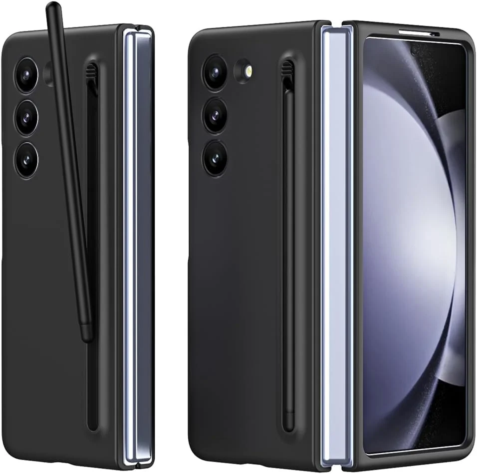 قاب گوشی باریک قلم دار Galaxy Z Fold5 با قلم فشرده جدید داخلی، نگهدارنده و محل نگهداری قلم، پوشش محافظ باریک و مقاوم برای SAMSUNG Galaxy Z Fold5 (مشکی)