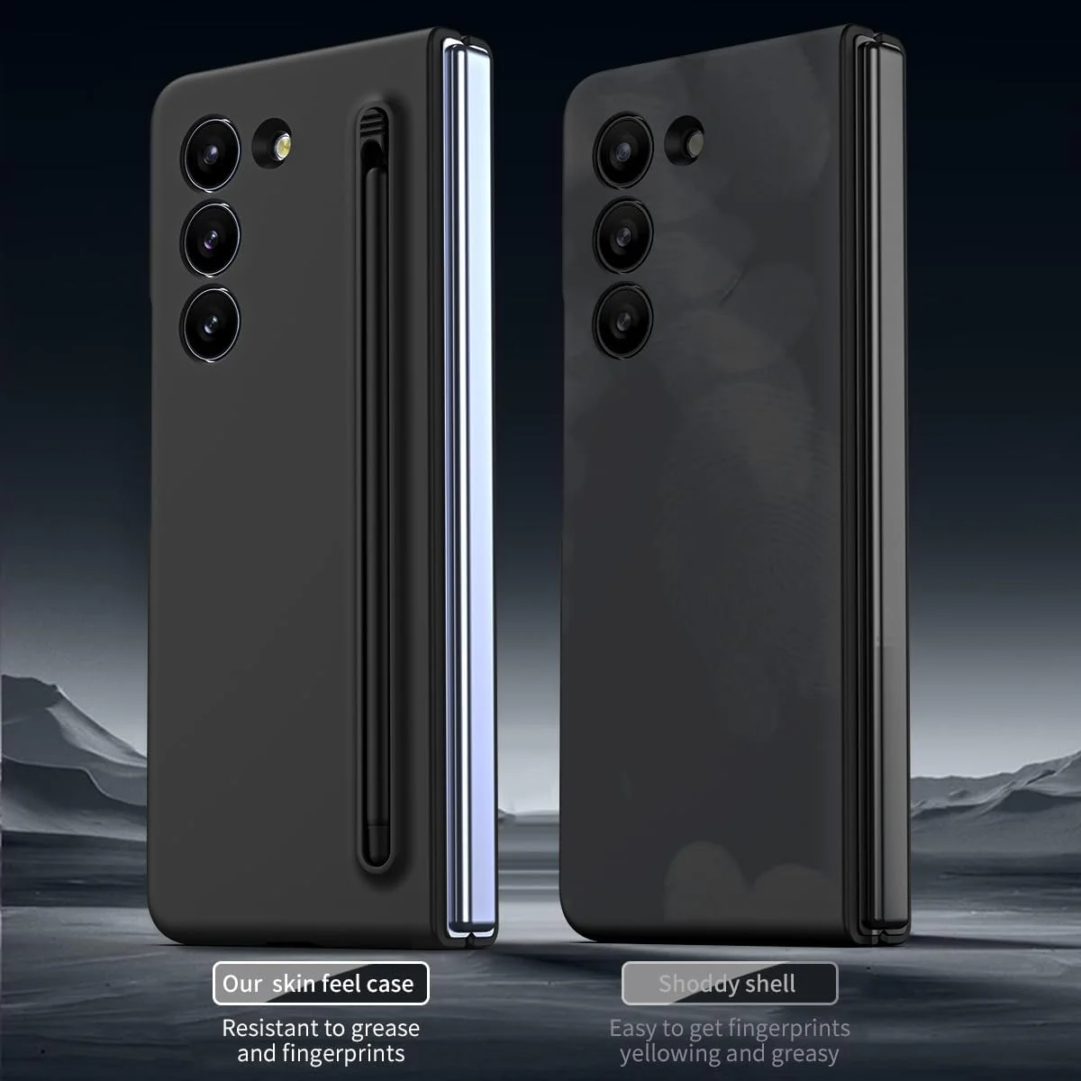 قاب گوشی باریک قلم دار Galaxy Z Fold5 با قلم فشرده جدید داخلی، نگهدارنده و محل نگهداری قلم، پوشش محافظ باریک و مقاوم برای SAMSUNG Galaxy Z Fold5 (مشکی)