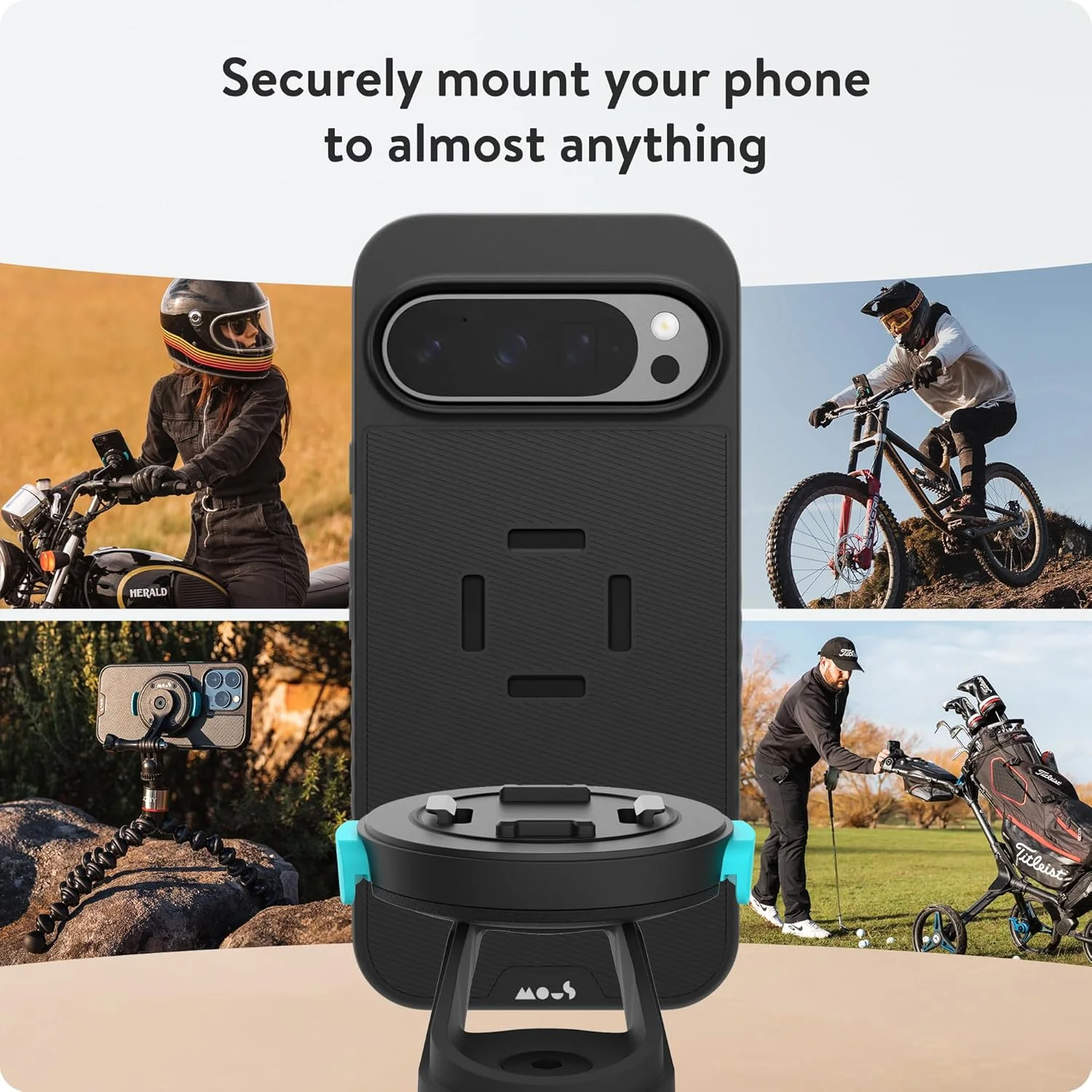 قاب گوشی موبایل Mous Intralock مناسب برای Google Pixel 9 Pro XL - سازگار با MagSafe با فناوری IntraLock برای اتصال مکانیکی - مشکی