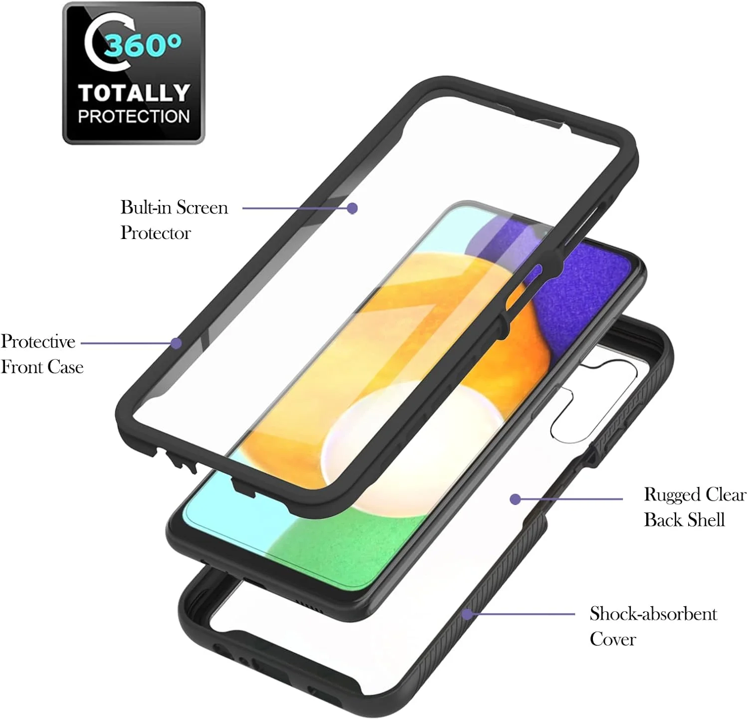 کاور محافظ گوشی RonRun برای گوگل پیکسل 8، با محافظ صفحه نمایش داخلی، محافظت 360 درجه در برابر ضربه، پوشش باریک و مقاوم برای گوگل پیکسل 8 - مشکی