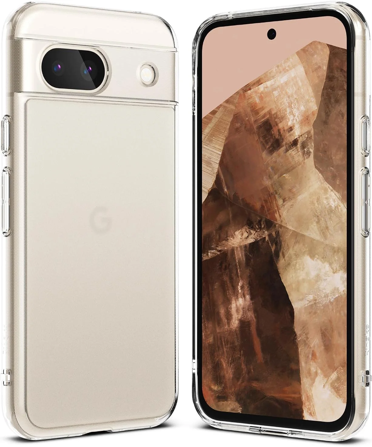 کاور محافظ گوشی رینکه Fusion سازگار با گوگل پیکسل 8a، قاب پشتی PC سخت ضد خش نیمه شفاف و ضربه گیر TPU برای پیکسل 8a (2024) - مات شفاف