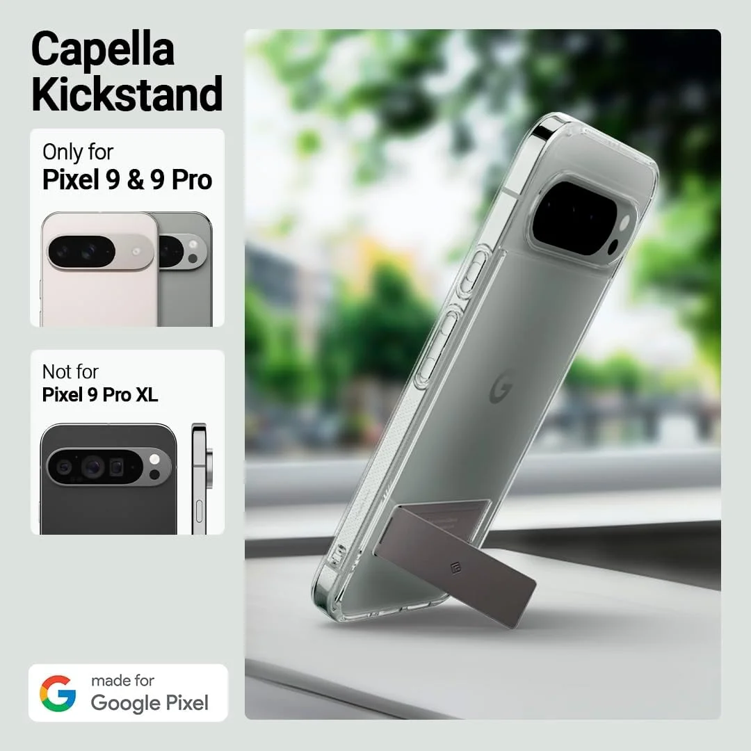 کاور محافظ گوشی Caseology Capella Kickstand برای Google Pixel 9 و Google Pixel 9 PRO [دارای پایه استند] - خاکستری ذغالی شفاف