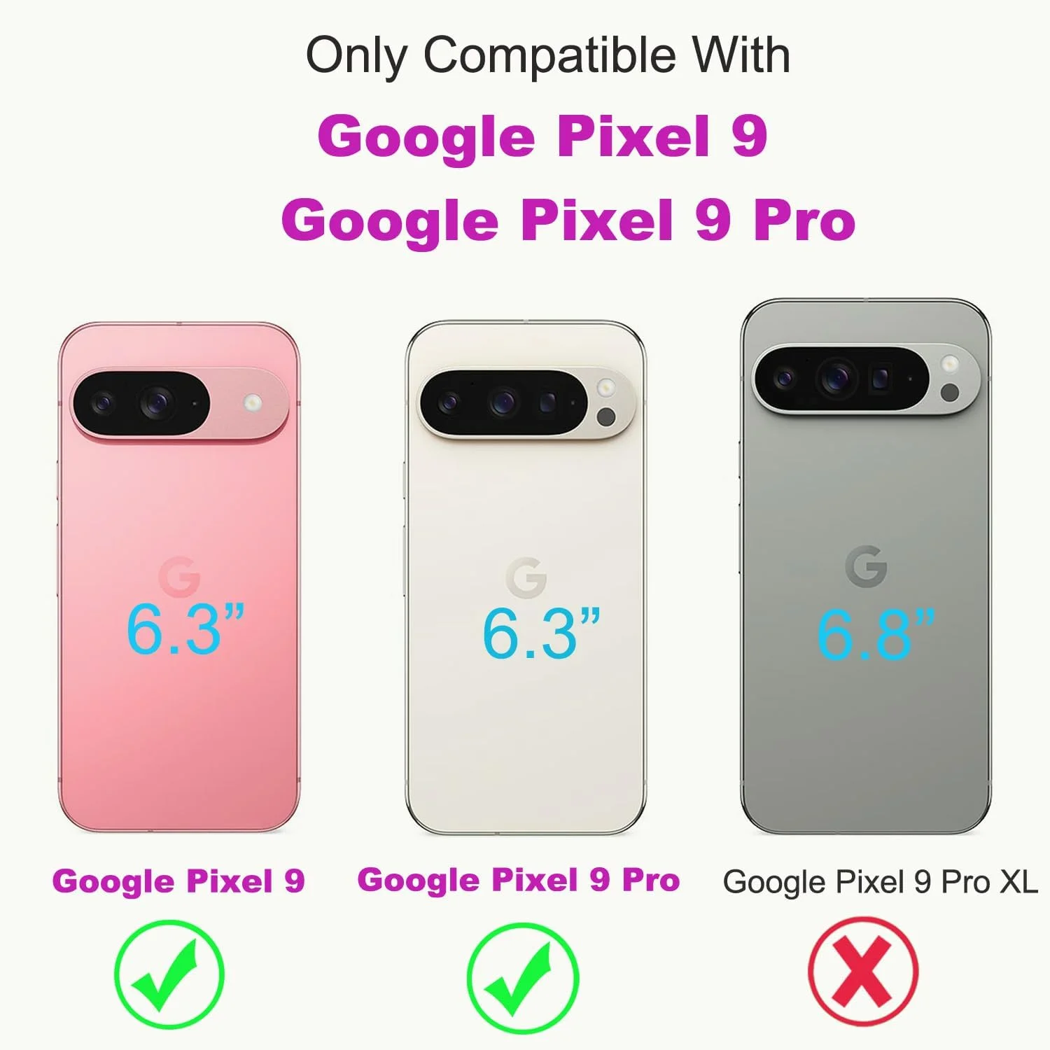 کیف پول گوشی موبایل گوگل پیکسل 9/پیکسل 9 پرو به همراه محافظ صفحه نمایش [مسدود کننده RFID]، کیف چرمی تاشو با پایه نگهدارنده کارت، مناسب برای خانم ها و آقایان، رنگ بنفش، مخصوص گوشی گوگل پیکسل 9 پرو