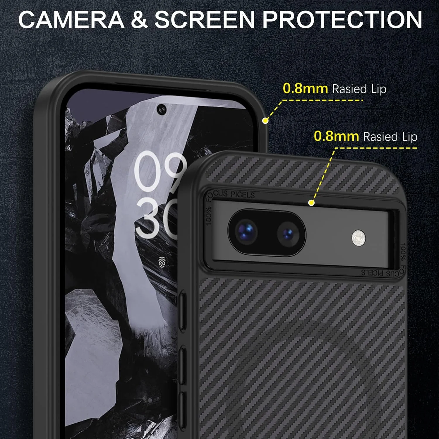 کاور محافظ گوشی گوگل پیکسل 8a مدل DOMAVER، مغناطیسی [سازگار با MagSafe]، فریم لنز فلزی فیبر کربنی + دکمه ها، پشتیبانی از شارژ بی سیم، باریک، ضد ضربه، مشکی