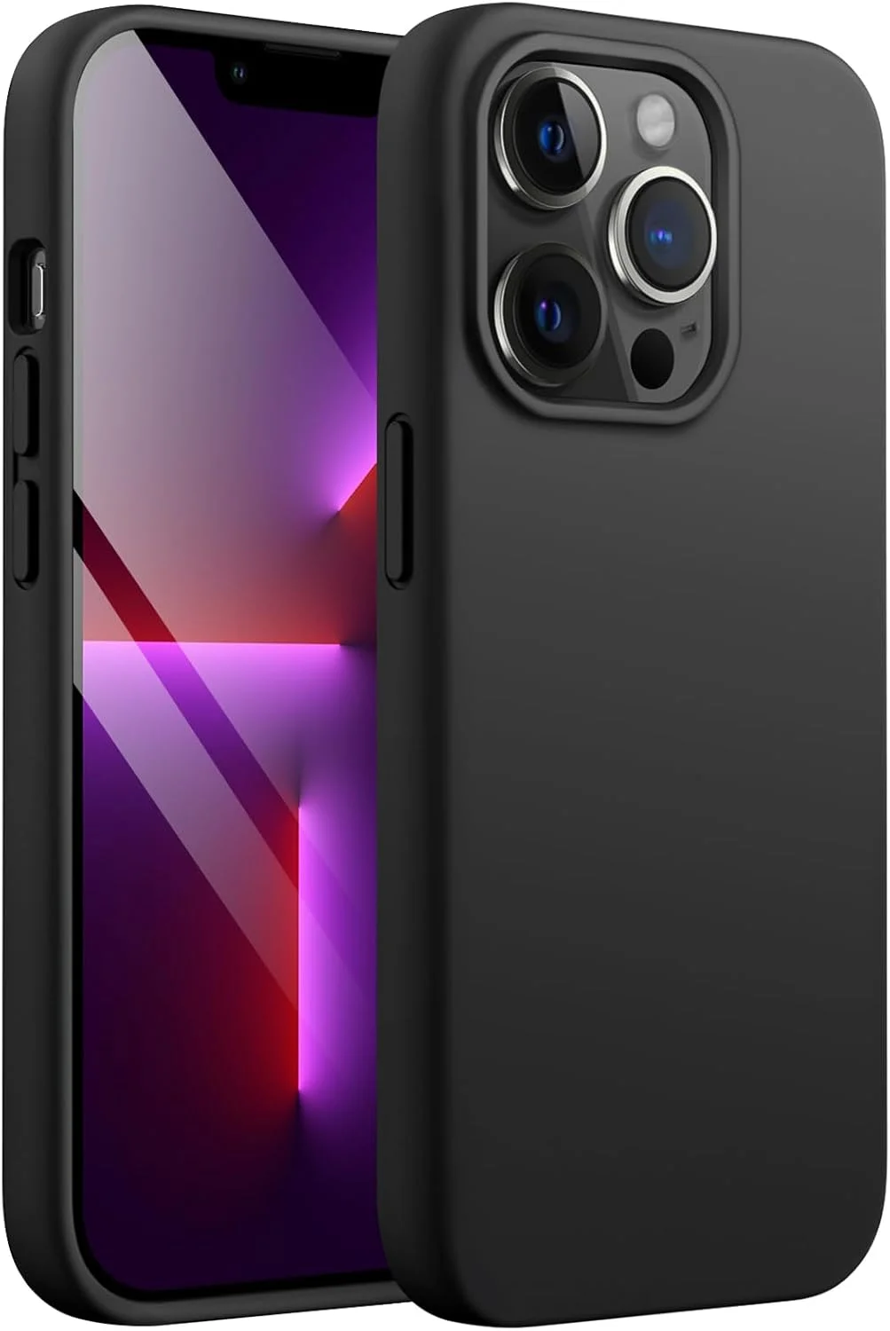 کاور سیلیکونی JETech برای آیفون 13 پرو مکس 6.7 اینچی، با پوشش محافظتی کامل و لطیف، ضد ضربه و دارای لایه داخلی میکروفایبر (مشکی)