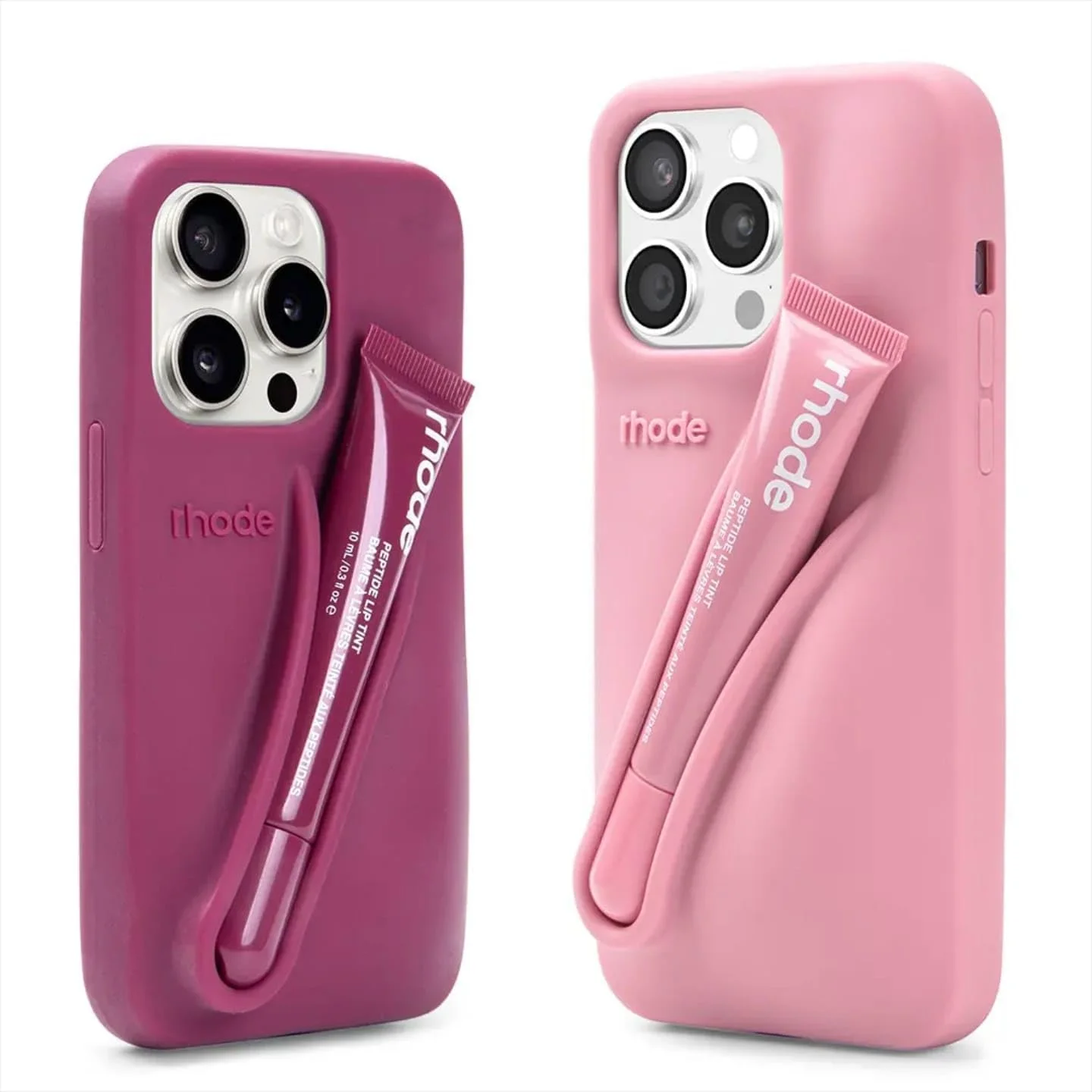 قاب گوشی آیفون 14 پرو مدل Covar به همراه جا بالم لب و کیف سیلیکونی شیک (صورتی روشن)