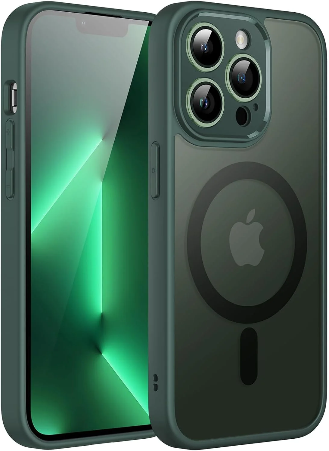 کاور آهنربایی JETech برای آیفون 13 پرو مکس 6.7 اینچی، سازگار با MagSafe، پشت مات نیمه شفاف، محافظت کامل از لنز دوربین، کاور باریک و ضد ضربه (سبز نیمه شب) کاور آهنربایی JETech برای آیفون 13 پرو مکس 6.7 اینچی، سازگار با MagSafe، پشت مات نیمه شفاف، محافظت کامل از لنز دوربین، کاور باریک و ضد ضربه (سبز نیمه شب)