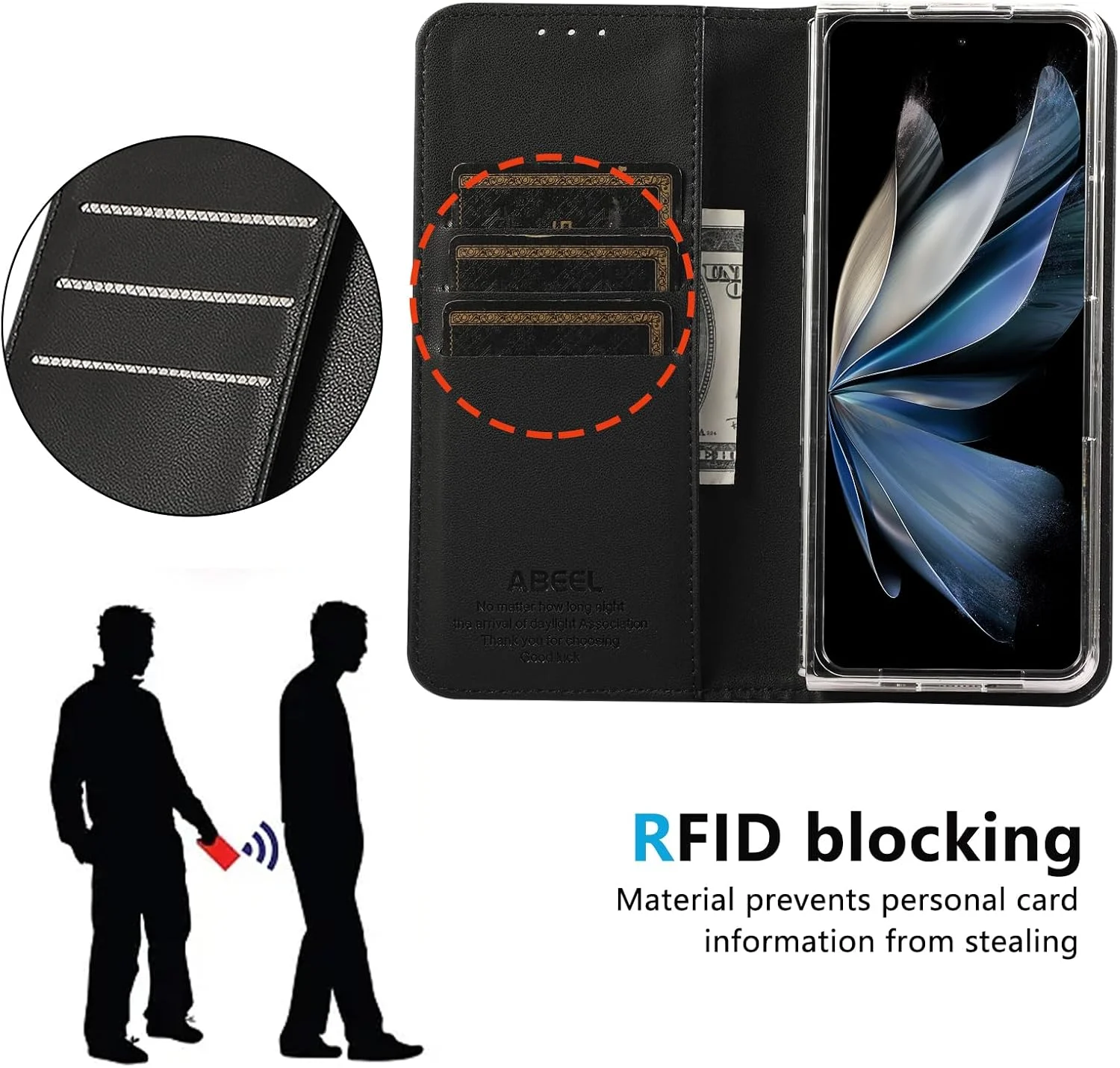 کاور چرمی سازگار با گوگل پیکسل 9 پرو فولد، محافظ TPU سیلیکونی نرم، ضد ضربه، باریک و سبک، کیف پول با جای کارت (مشکی) کاور چرمی سازگار با گوگل پیکسل 9 پرو فولد، محافظ TPU سیلیکونی نرم، ضد ضربه، باریک و سبک، کیف پول با جای کارت (مشکی)