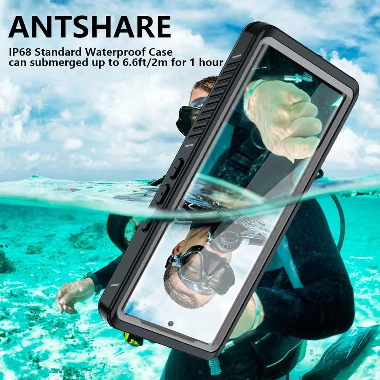 قاب محافظ ضد آب و ضد ضربه ANTSHARE طراحی شده برای گوگل پیکسل 6 پرو، قاب محافظ شفاف با محافظ صفحه نمایش داخلی، پوشش باریک تمام بدنه برای پیکسل 6 پرو 6.7 اینچی (مشکی/شفاف) قاب محافظ ضد آب و ضد ضربه ANTSHARE طراحی شده برای گوگل پیکسل 6 پرو، قاب محافظ شفاف با محافظ صفحه نمایش داخلی، پوشش باریک تمام بدنه برای پیکسل 6 پرو 6.7 اینچی (مشکی/شفاف)
