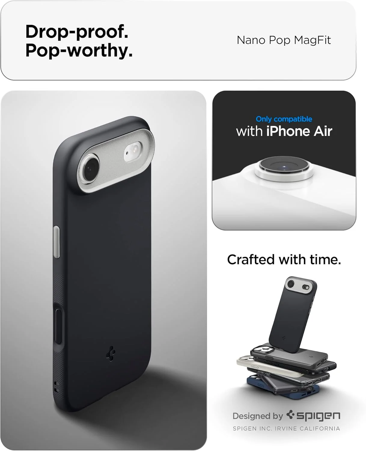 کاور محافظ گوشی آیفون ایر Spigen Nano Pop MagFit [سازگار با MagSafe] - کنجد سیاه